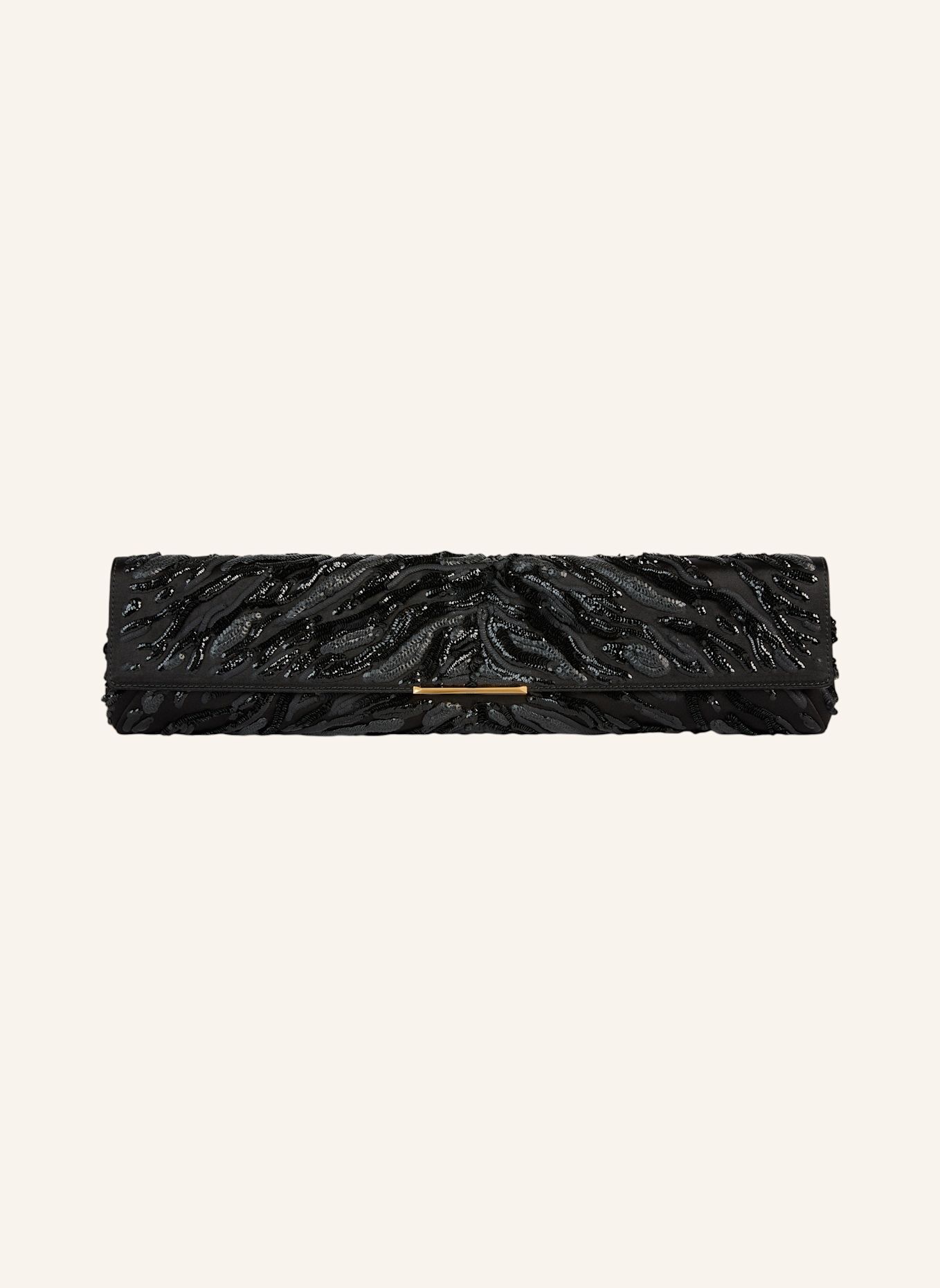 BALMAIN Tasche LONG CLUTCH aus besticktem Satin: SCHWARZ