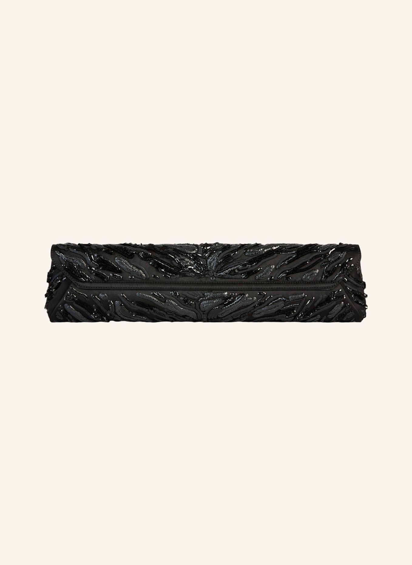 BALMAIN Tasche LONG CLUTCH aus besticktem Satin: SCHWARZ