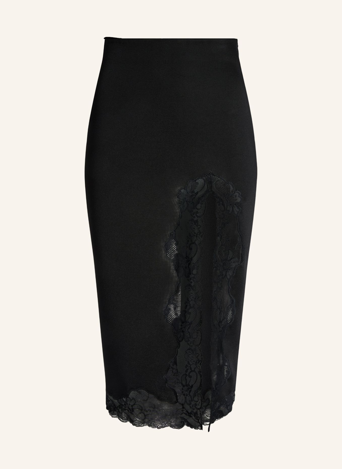 BALMAIN Halblanger Rock mit Spitze: SCHWARZ