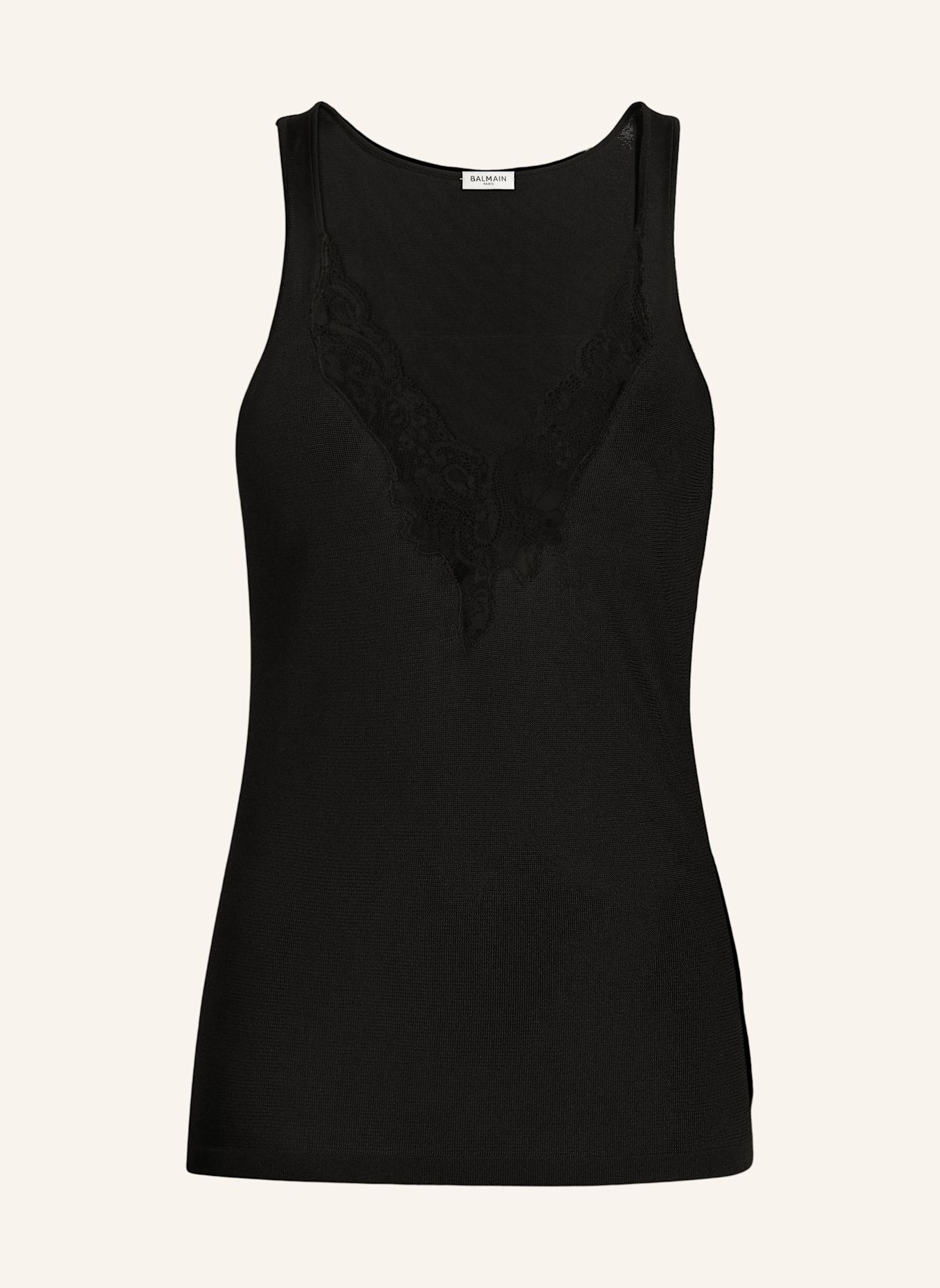 BALMAIN Tanktop mit Spitze: SCHWARZ