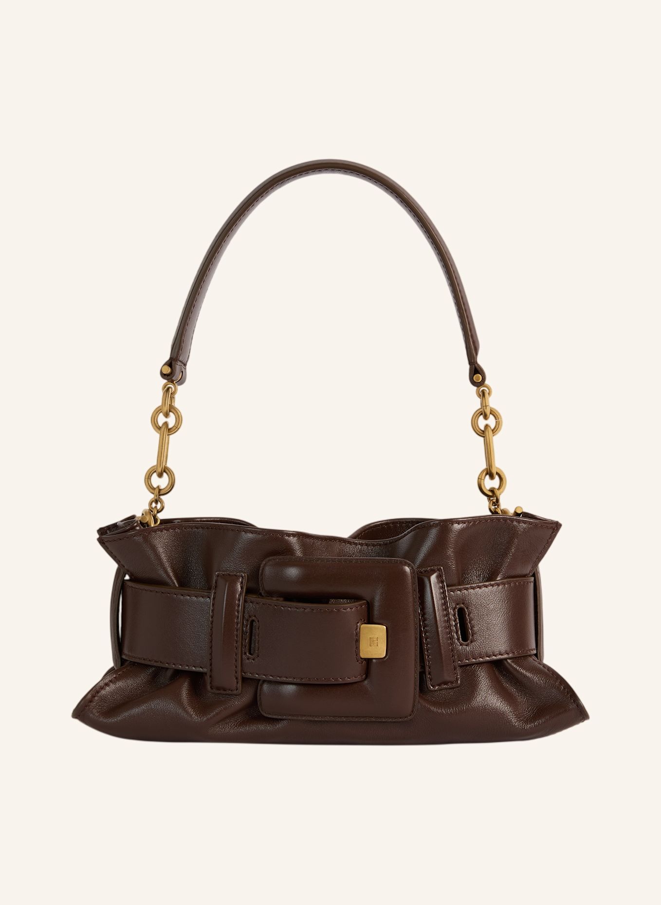BALMAIN Mini-Tasche ANTHEM aus Glattleder: BRAUN