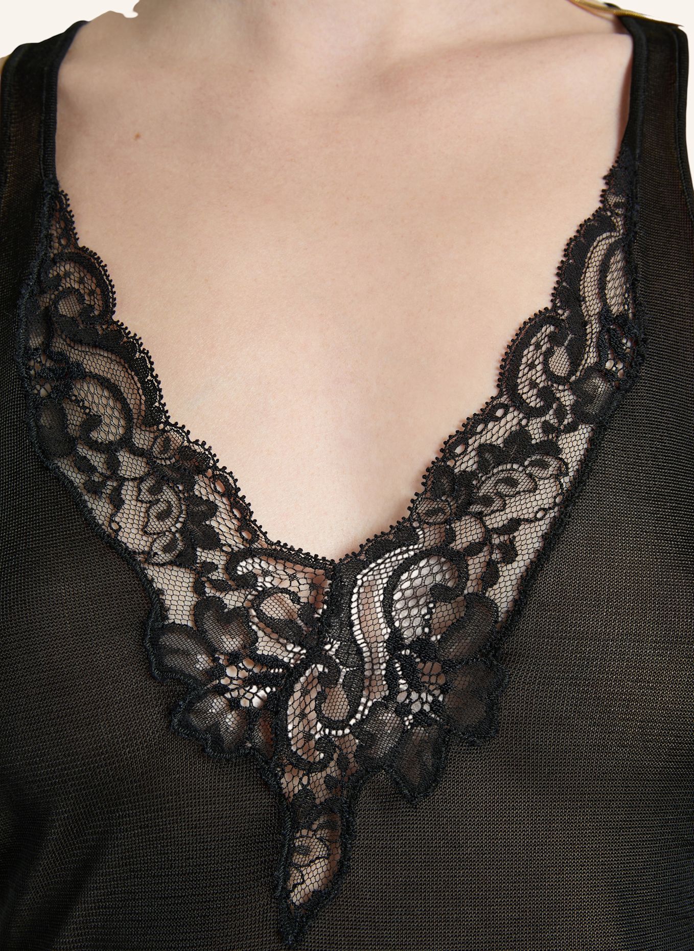 BALMAIN Tanktop mit Spitze: SCHWARZ