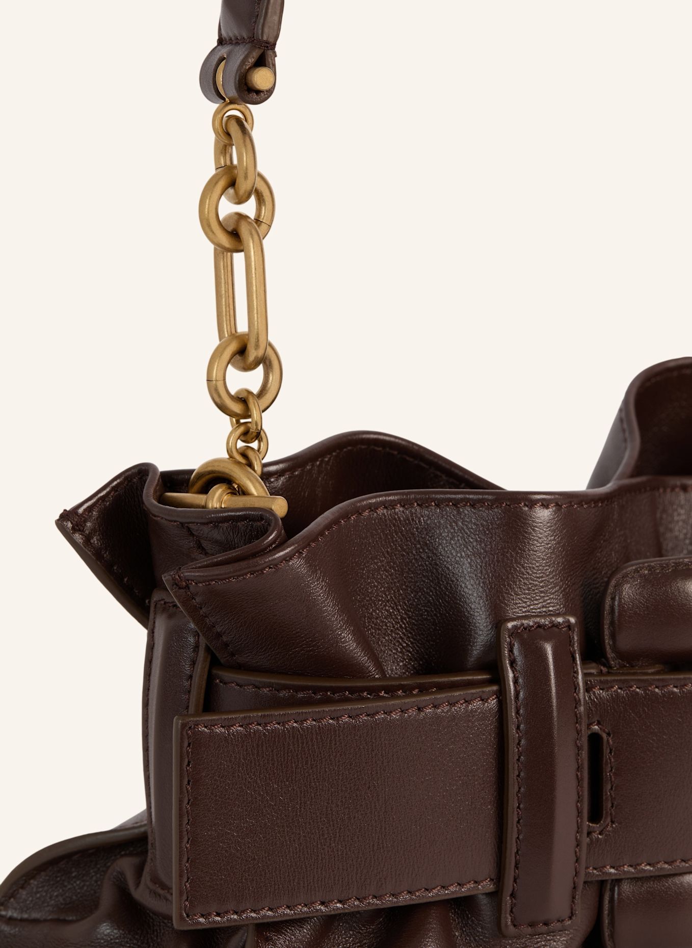 BALMAIN Mini-Tasche ANTHEM aus Glattleder: BRAUN