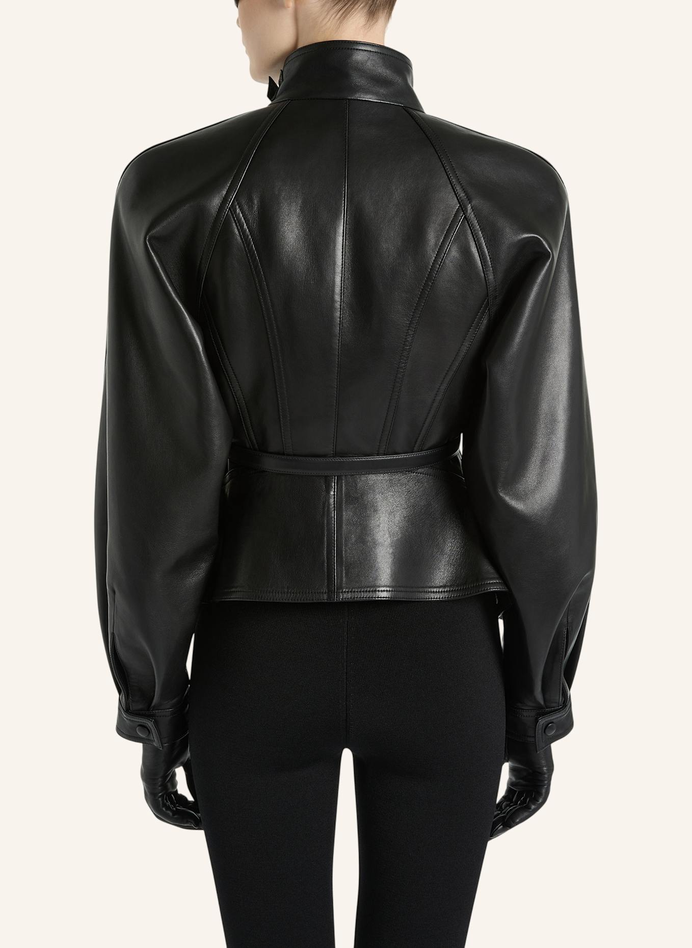 BALMAIN Jacke mit Schößchen aus Lammleder: SCHWARZ