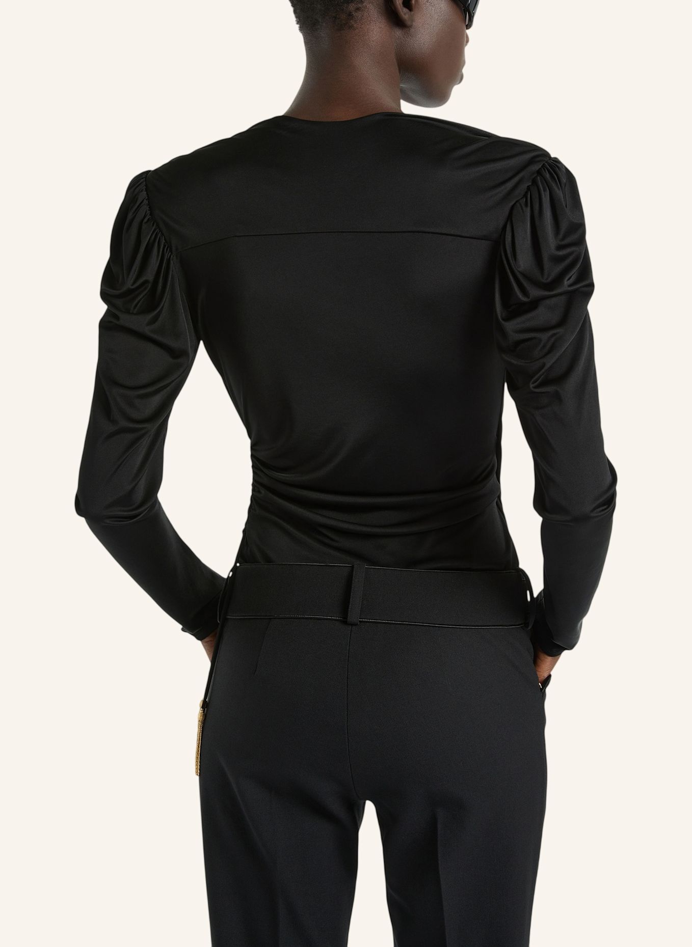 BALMAIN Drapiertes Oberteil aus fließendem Jersey: SCHWARZ
