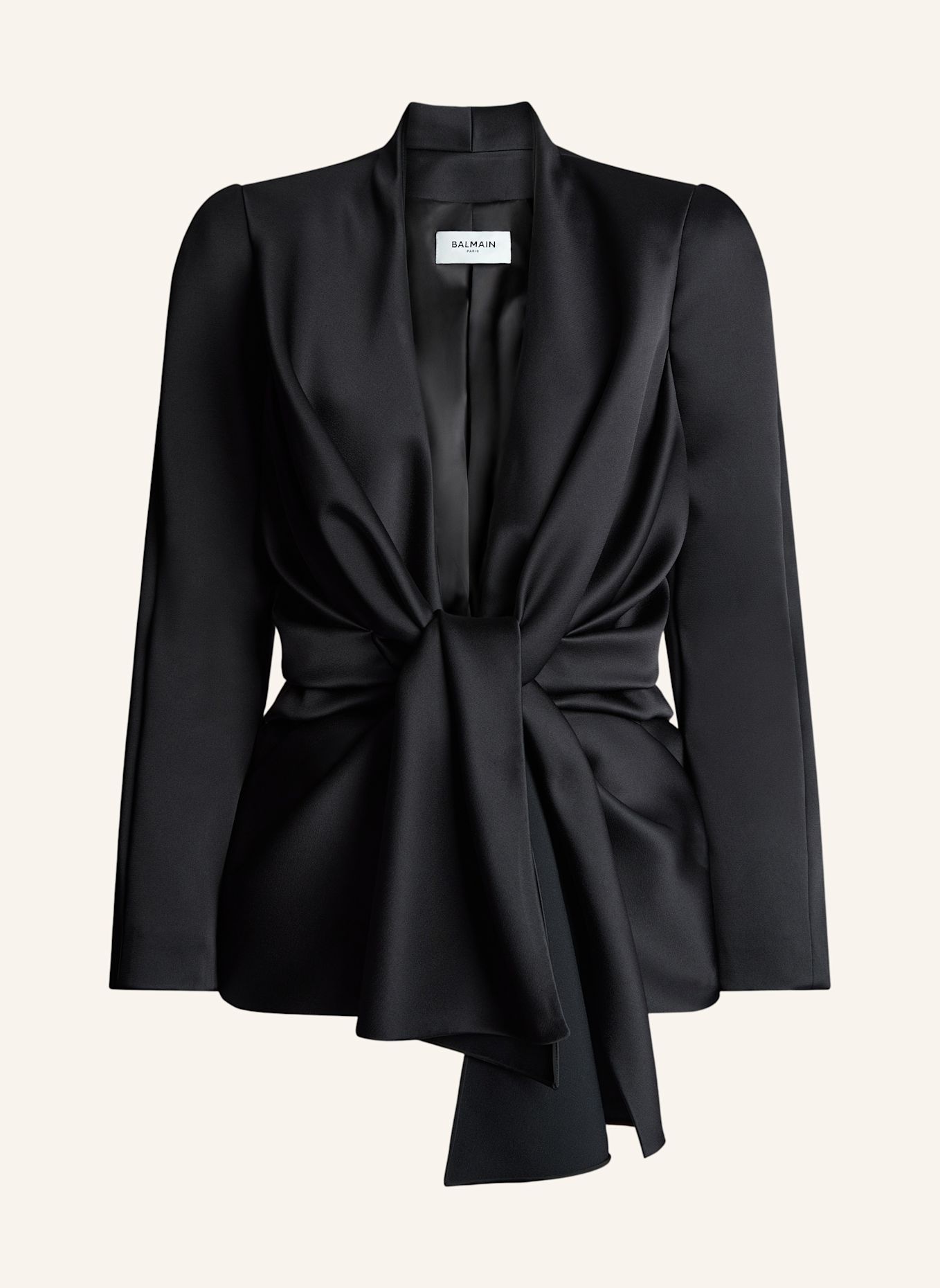 BALMAIN Gebundene Jacke aus Satin-Crêpe: SCHWARZ