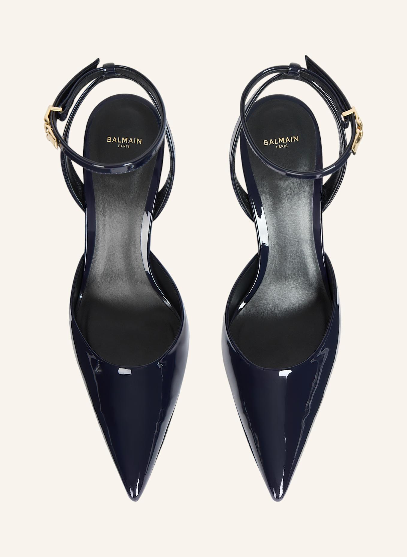 BALMAIN Pumps mit Riemchen aus Lackleder: BLAU