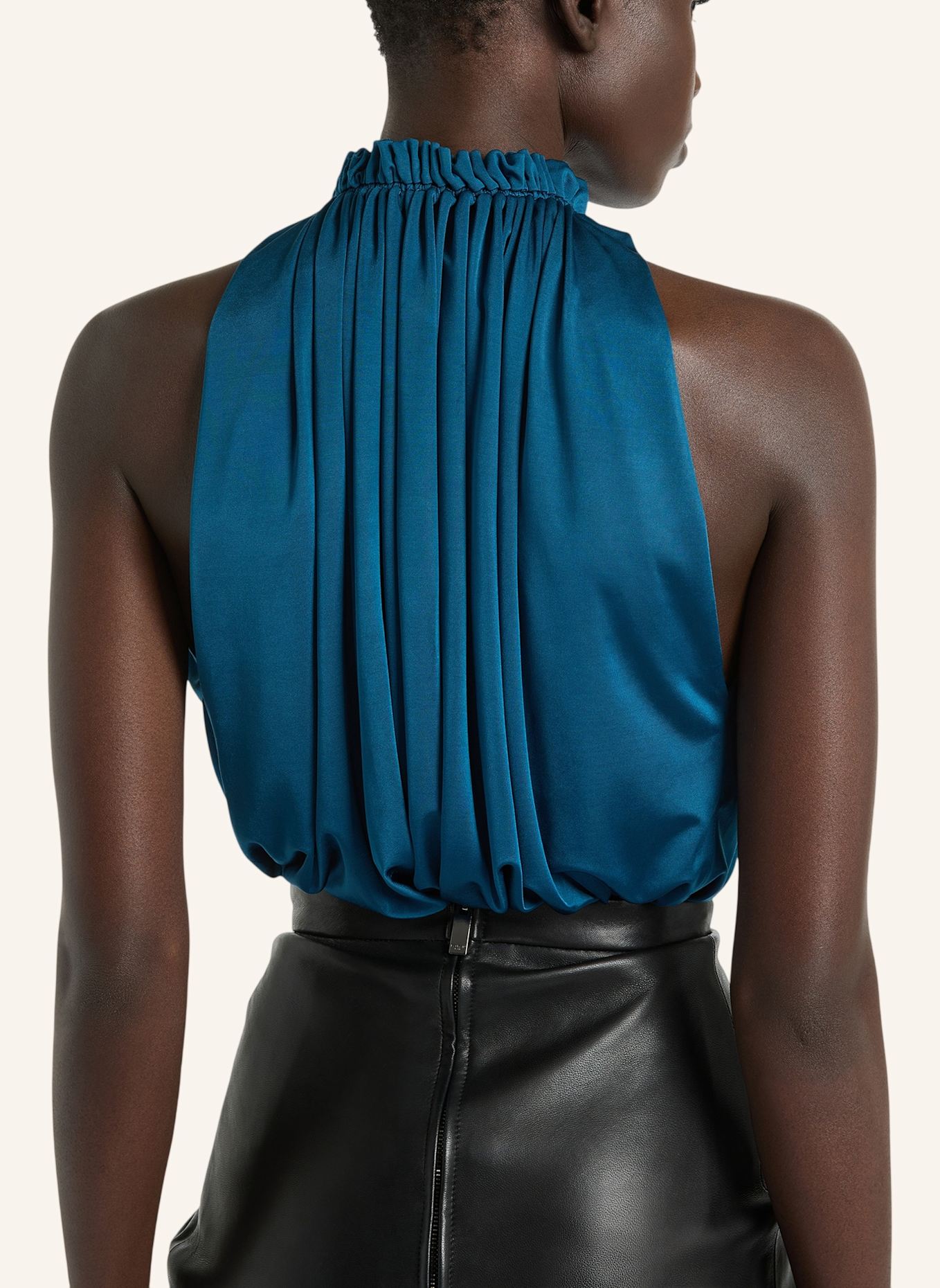 BALMAIN Plissiertes Oberteil aus fließendem Jersey: BLAU
