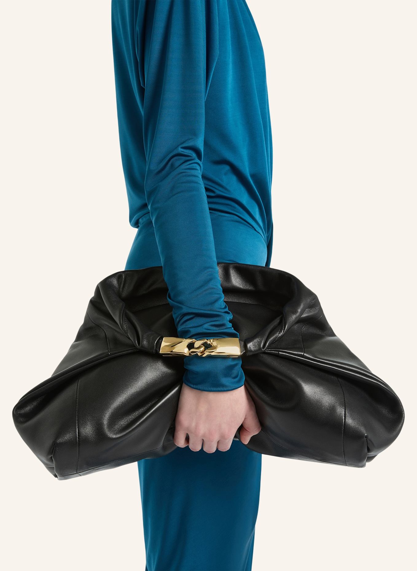 BALMAIN Mittelgroße Tasche DINNER AT 8 aus Glattleder: SCHWARZ