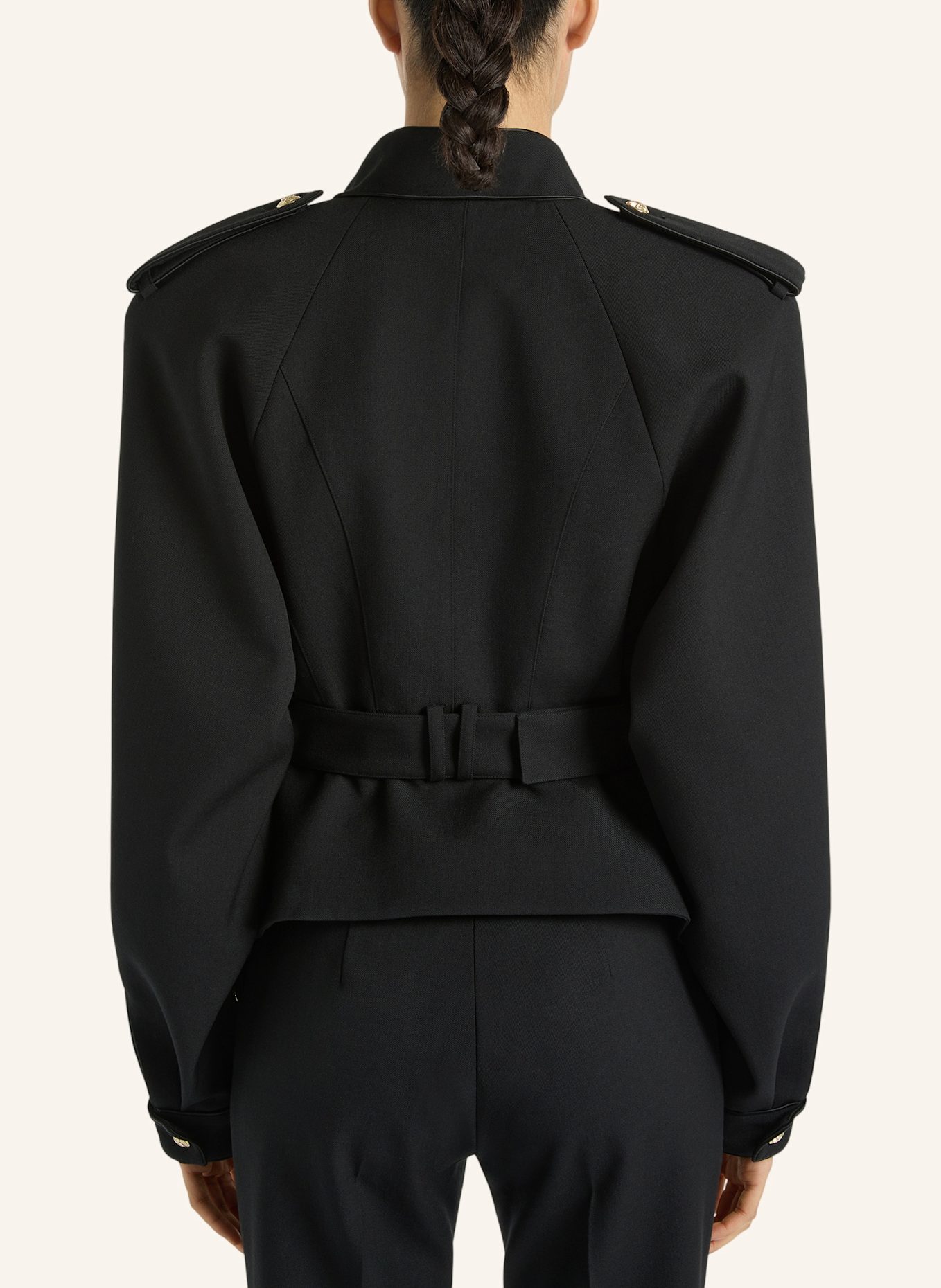 BALMAIN Wolljacke mit Schößchen: SCHWARZ