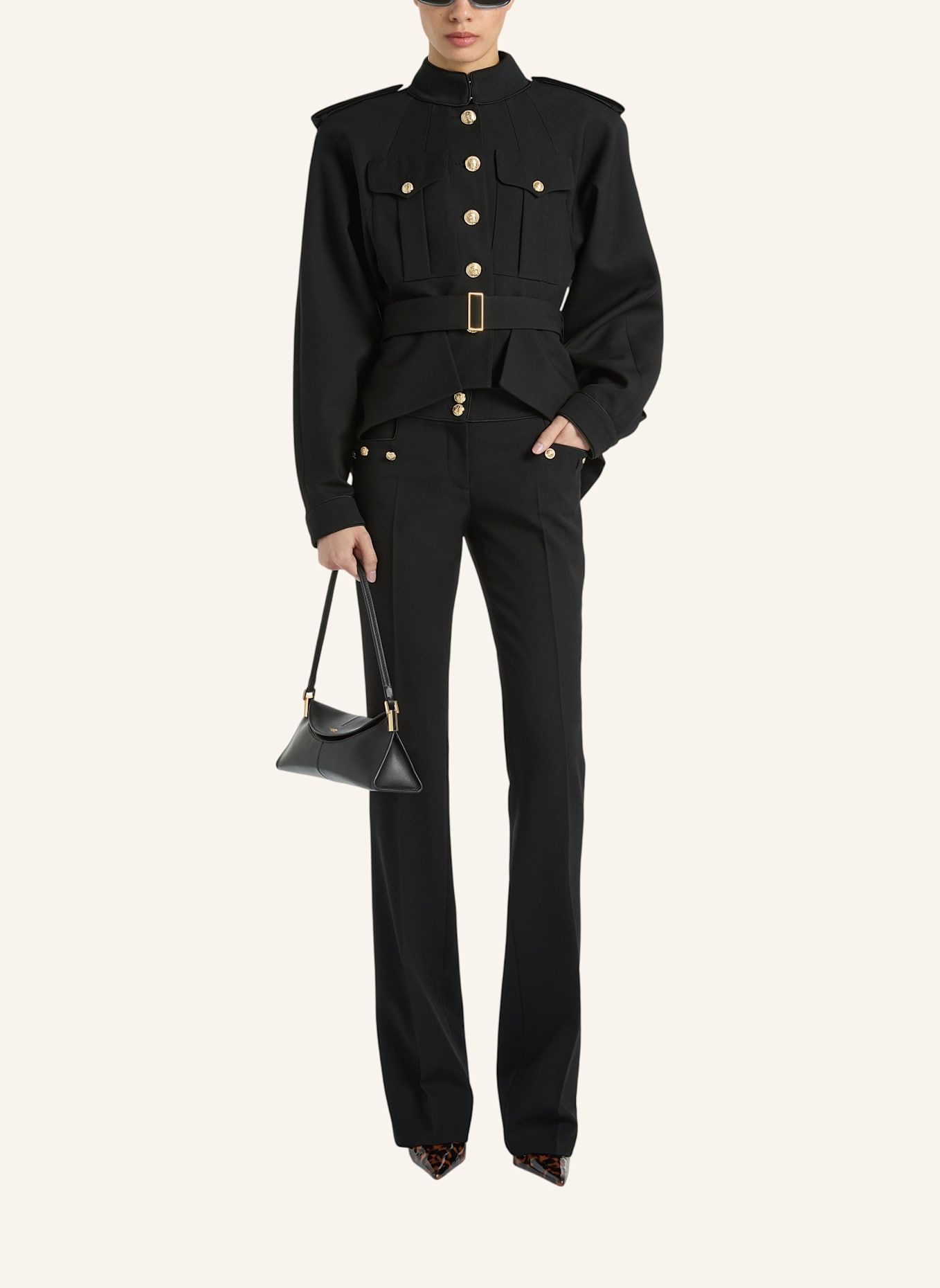 BALMAIN Wolljacke mit Schößchen: SCHWARZ