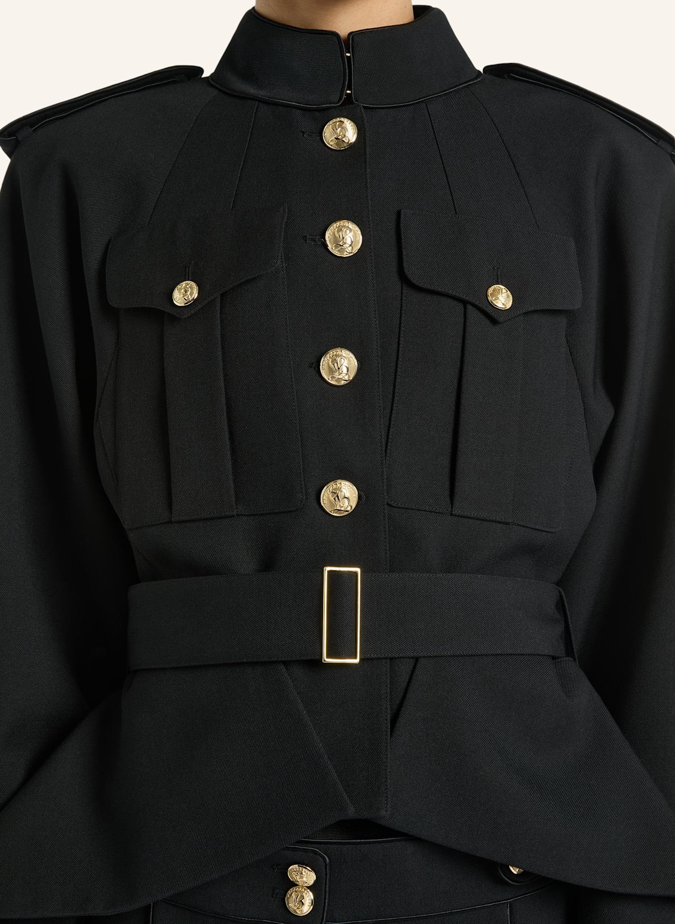 BALMAIN Wolljacke mit Schößchen: SCHWARZ