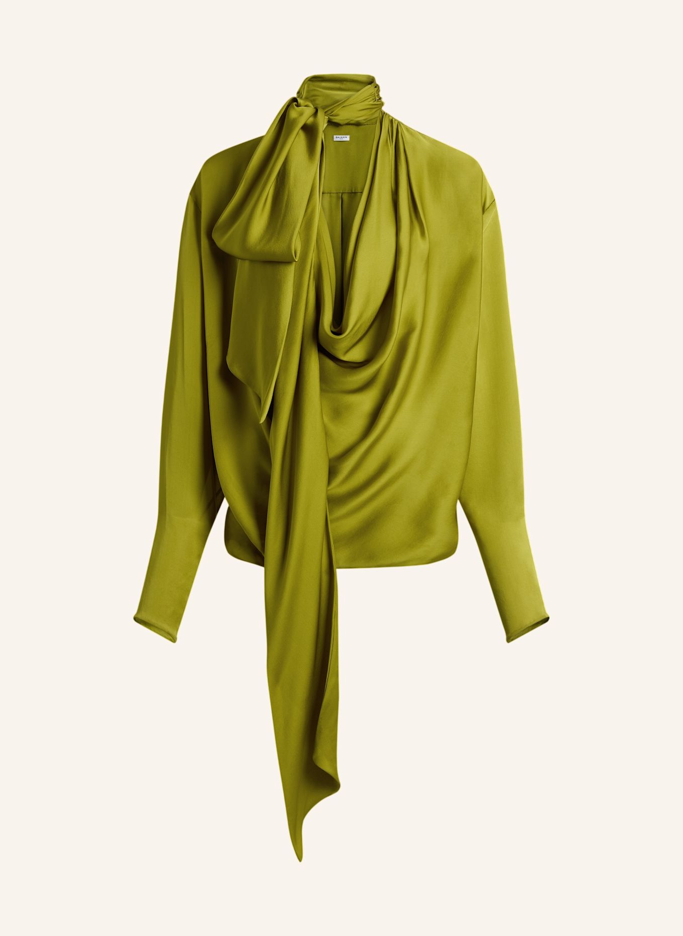 BALMAIN Drapierte Bluse aus Seidenmusselin: GRÜN