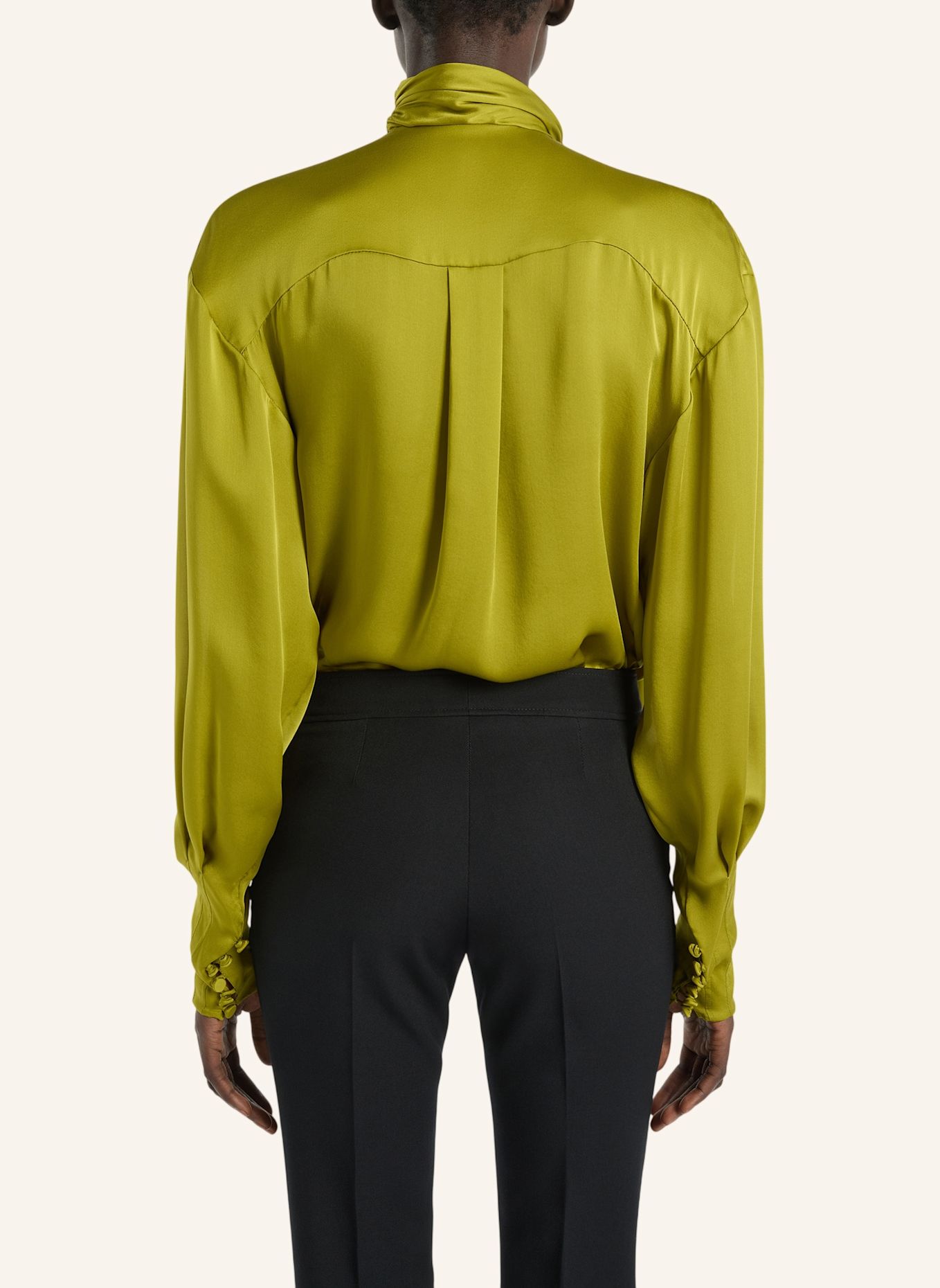 BALMAIN Drapierte Bluse aus Seidenmusselin: GRÜN