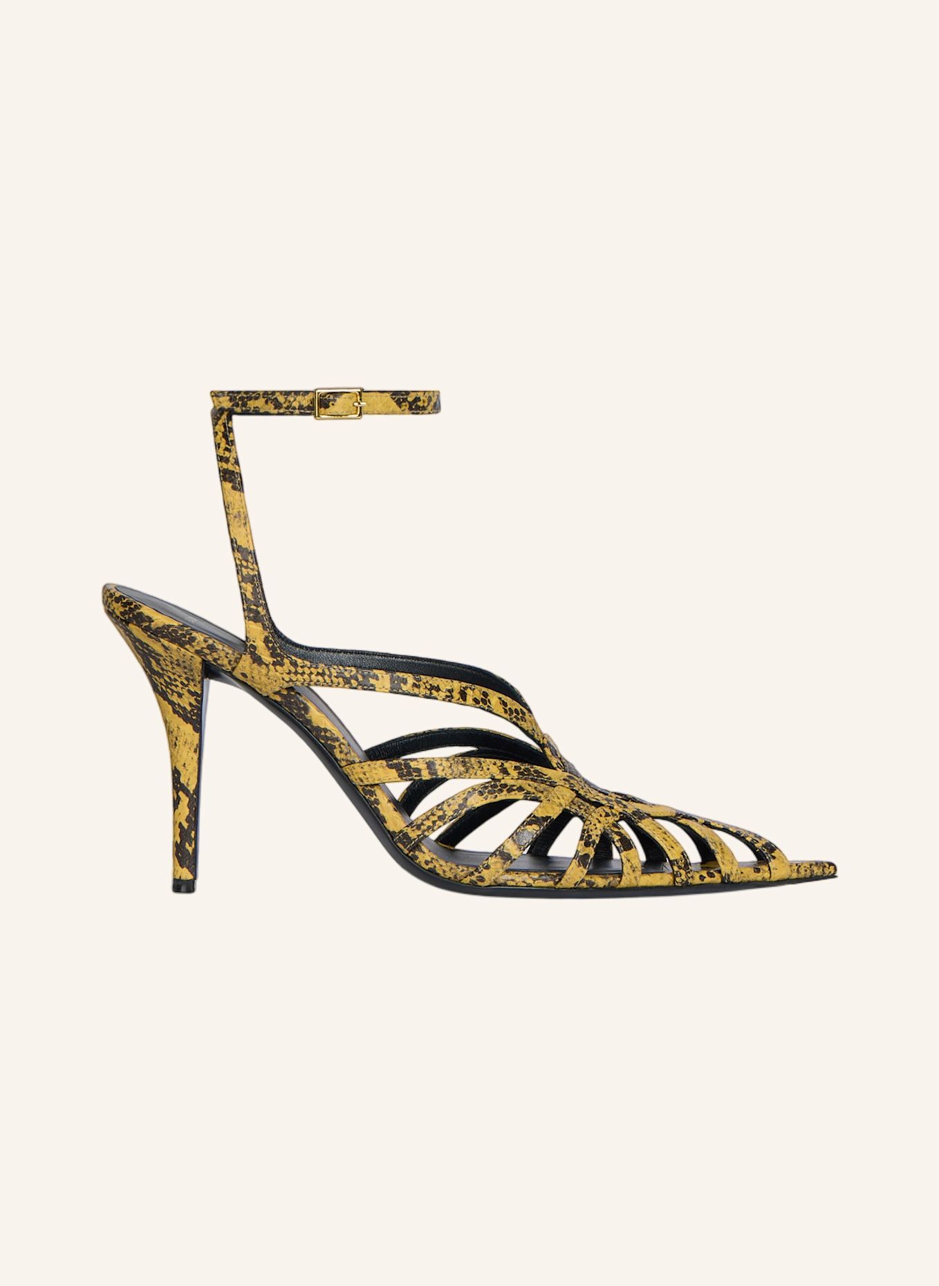 BALMAIN Sandalen Cage aus Leder in Pythonoptik: GELB