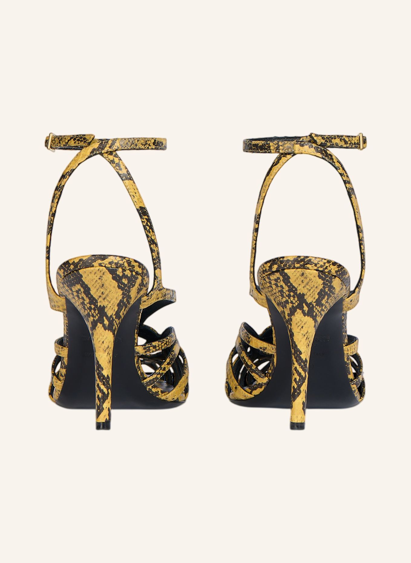 BALMAIN Sandalen Cage aus Leder in Pythonoptik: GELB