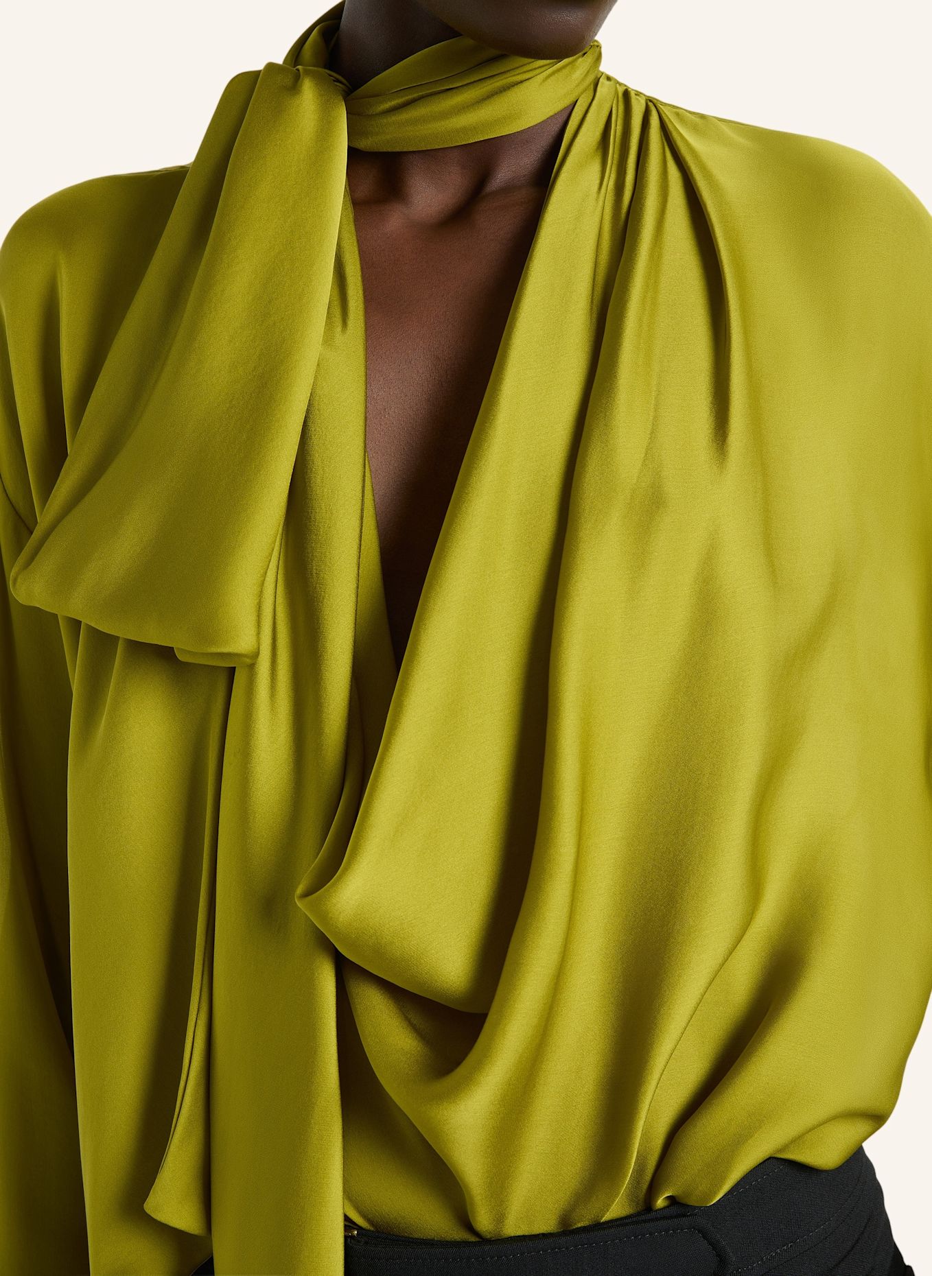 BALMAIN Drapierte Bluse aus Seidenmusselin: GRÜN