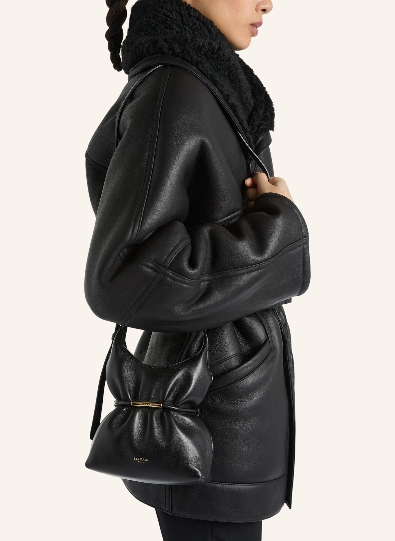 BALMAIN Mini-Tasche SPHYNX aus Glattleder: SCHWARZ
