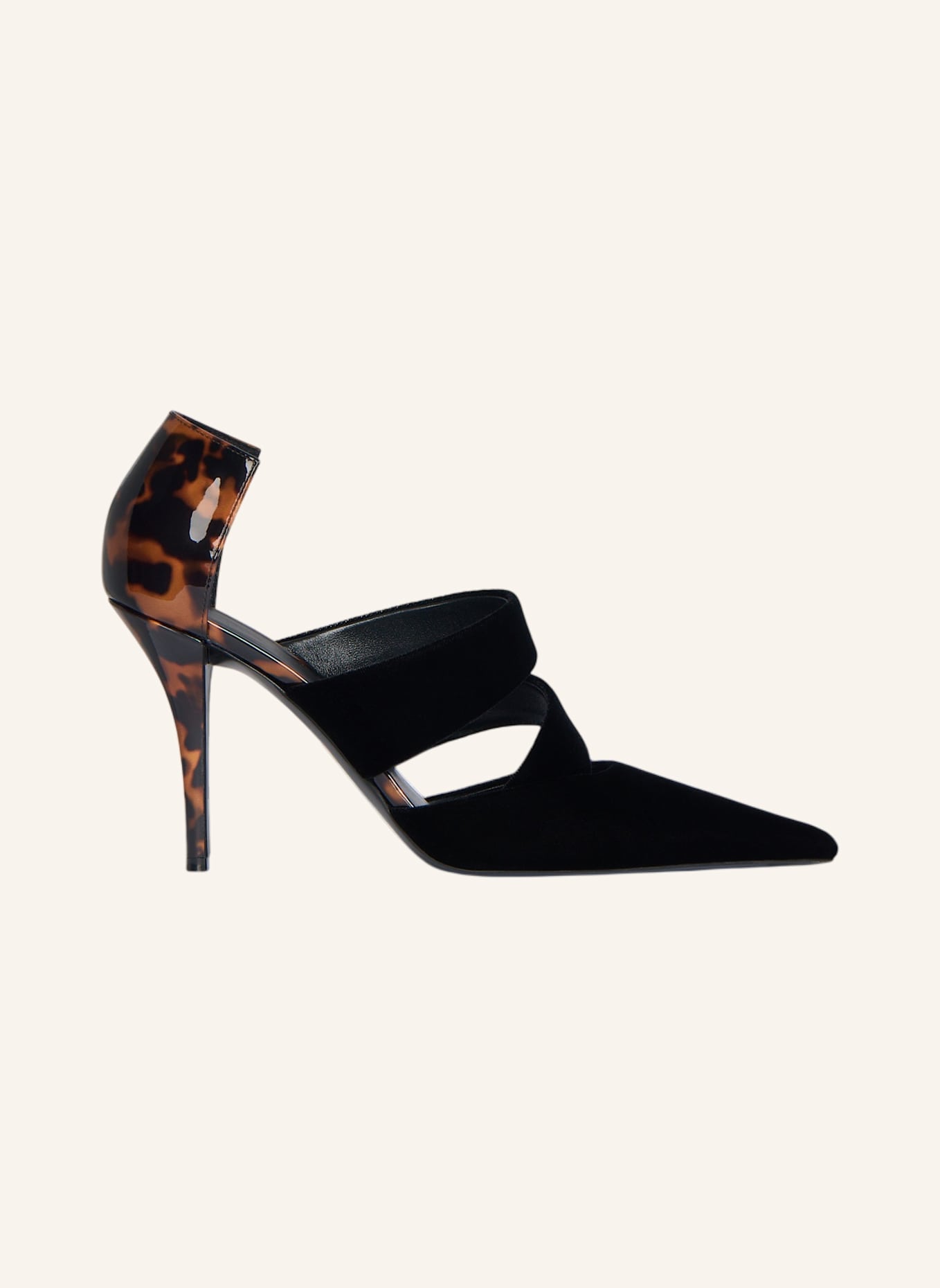 BALMAIN Pumps aus Samt und Lackleder mit Aufdruck: SCHWARZ