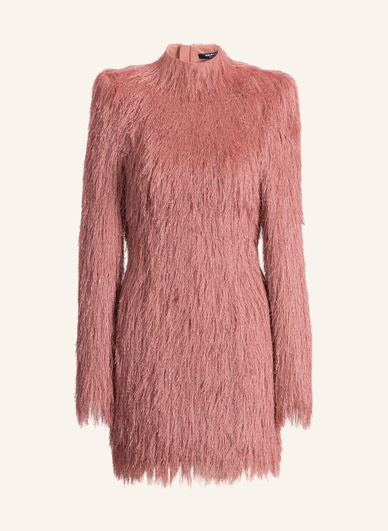 BALMAIN Bodykleid mit Fransen: ROSA