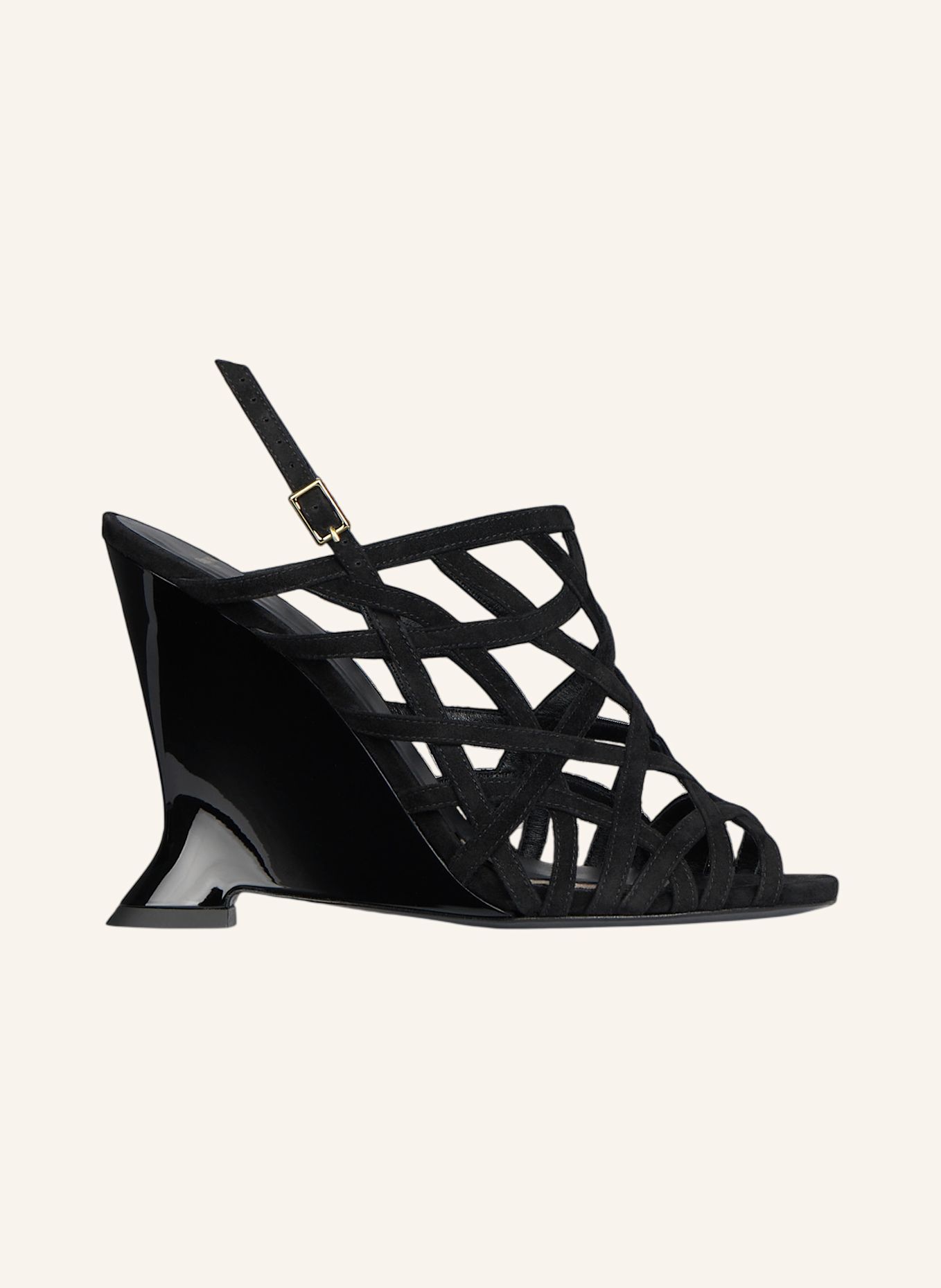 BALMAIN Sandalen Wedge Cage aus Wildleder: SCHWARZ