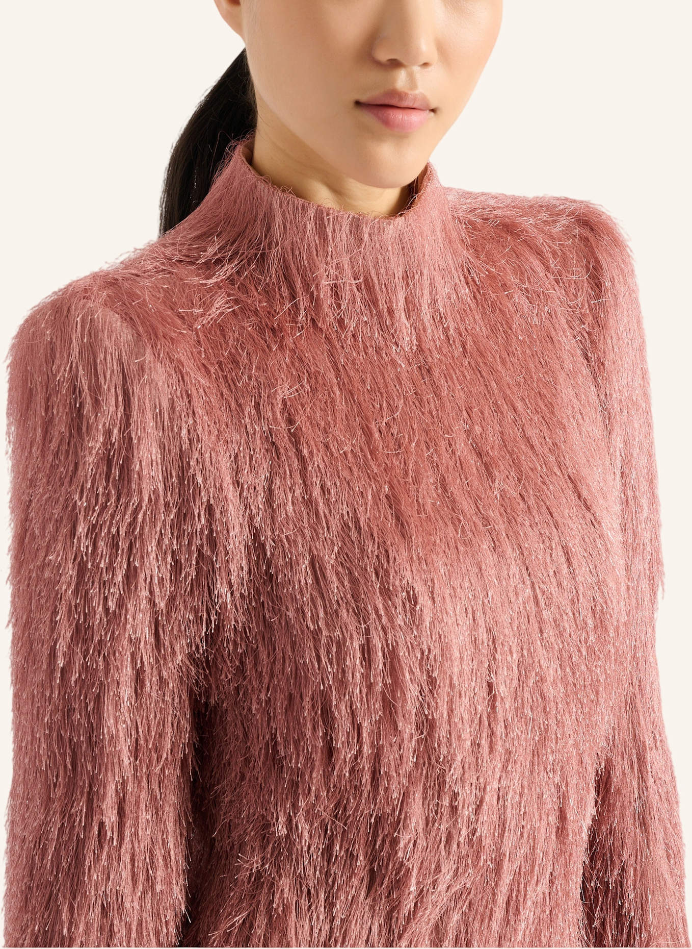 BALMAIN Bodykleid mit Fransen: ROSA