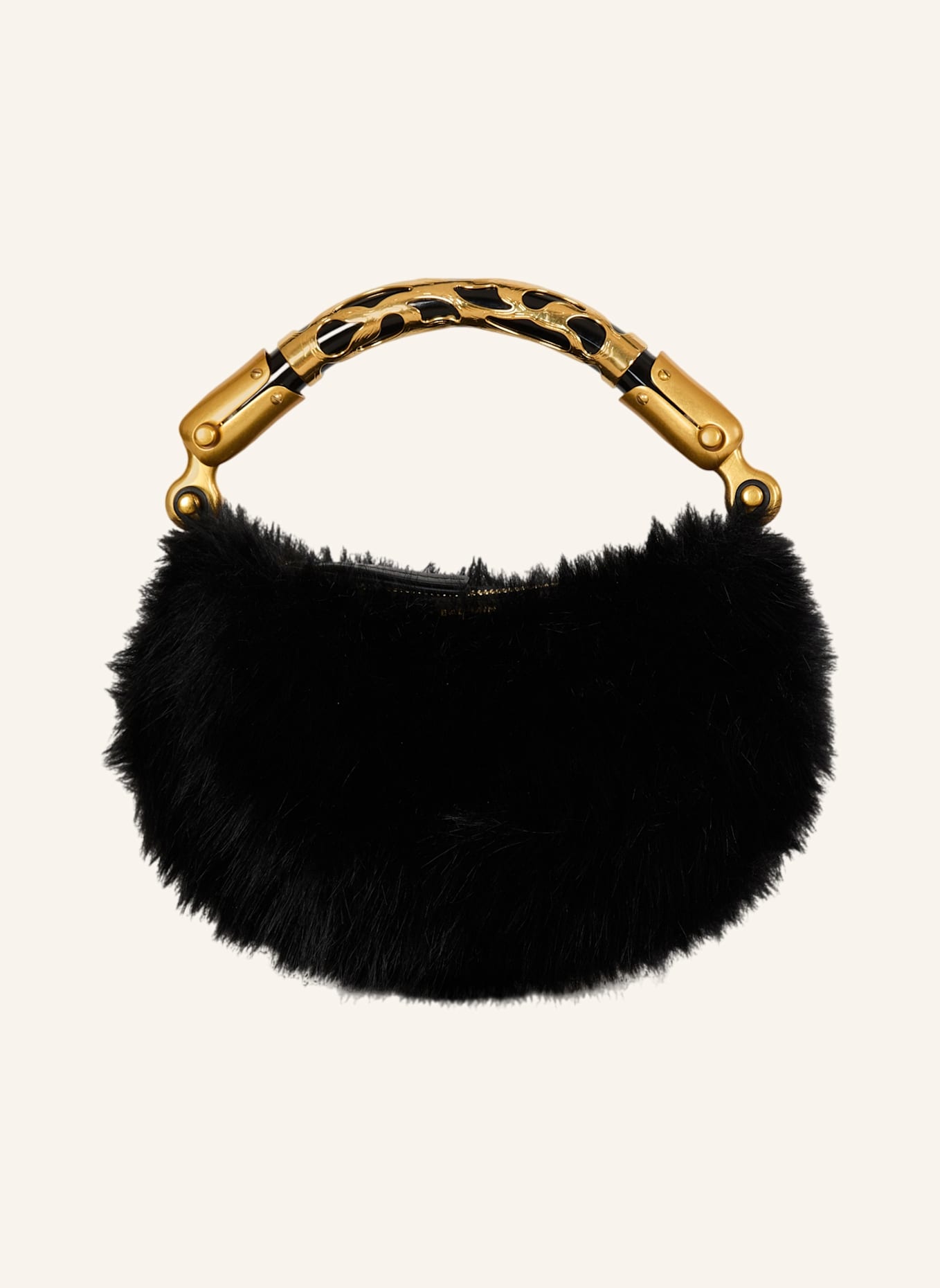 BALMAIN Ebene Mini-Tasche aus Kunstfell: SCHWARZ