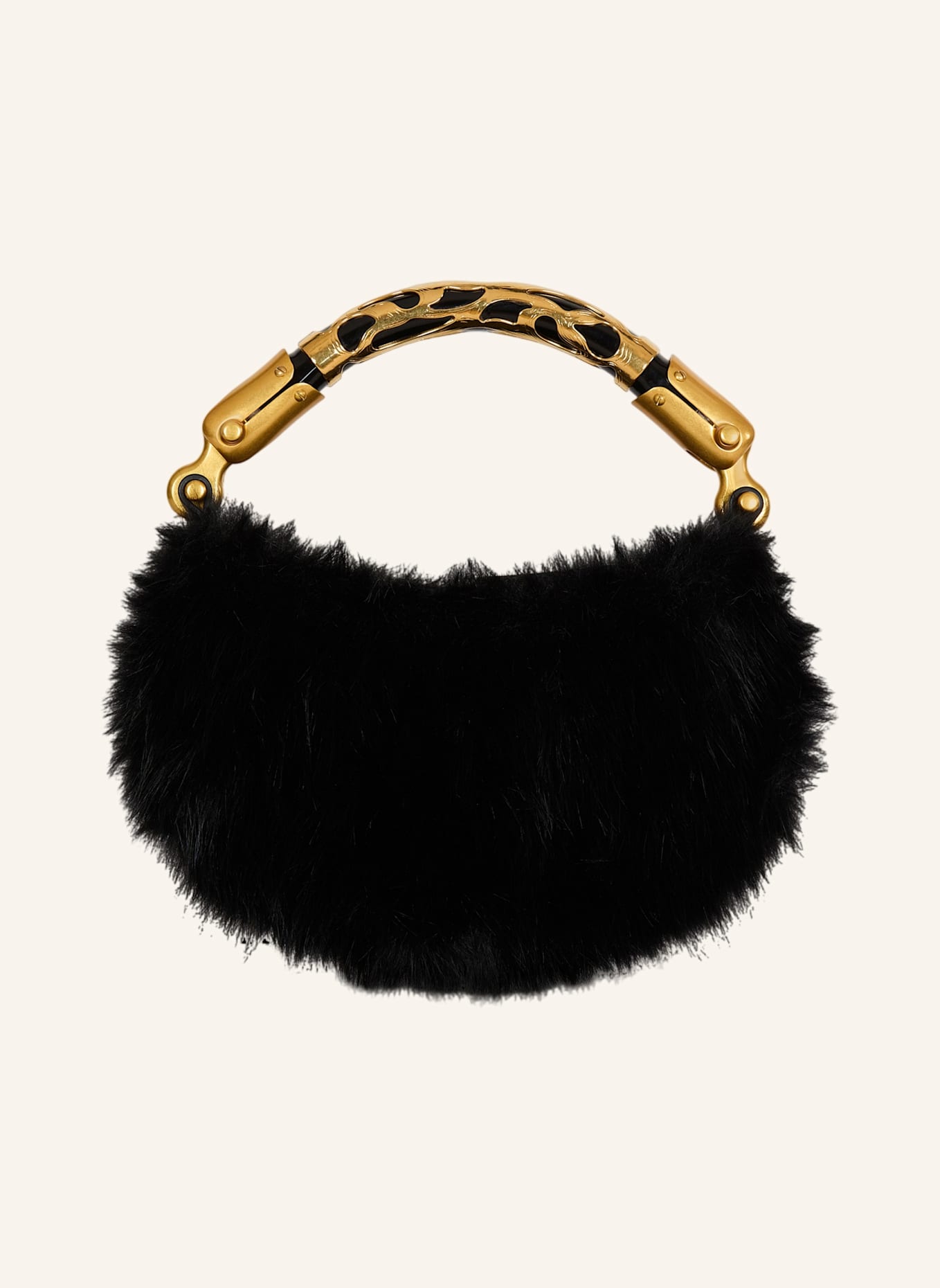 BALMAIN Ebene Mini-Tasche aus Kunstfell: SCHWARZ