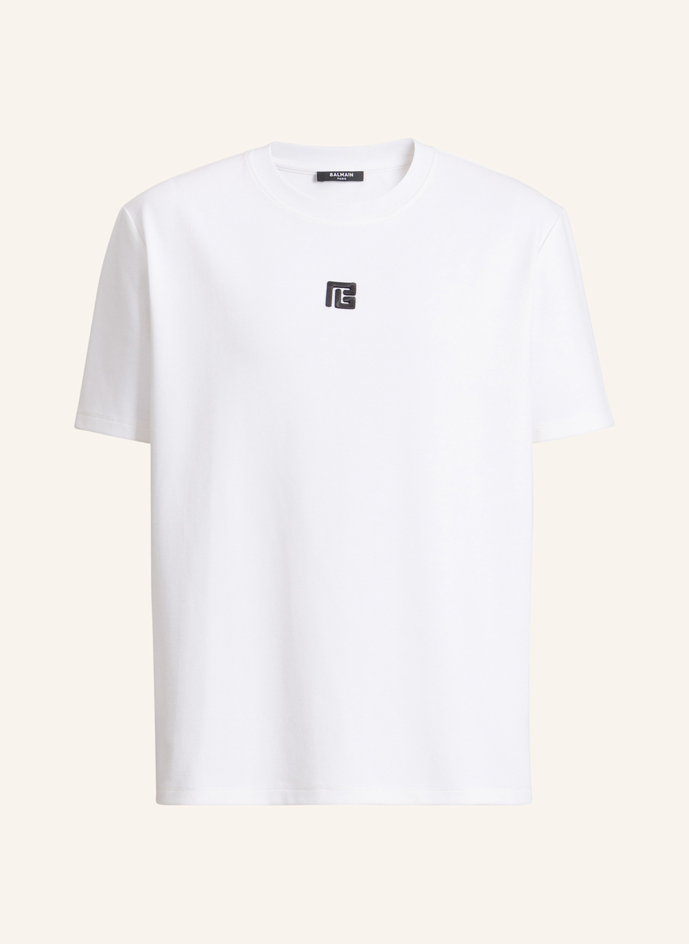 BALMAIN T-Shirt mit aufgesticktem Logo: WEISS