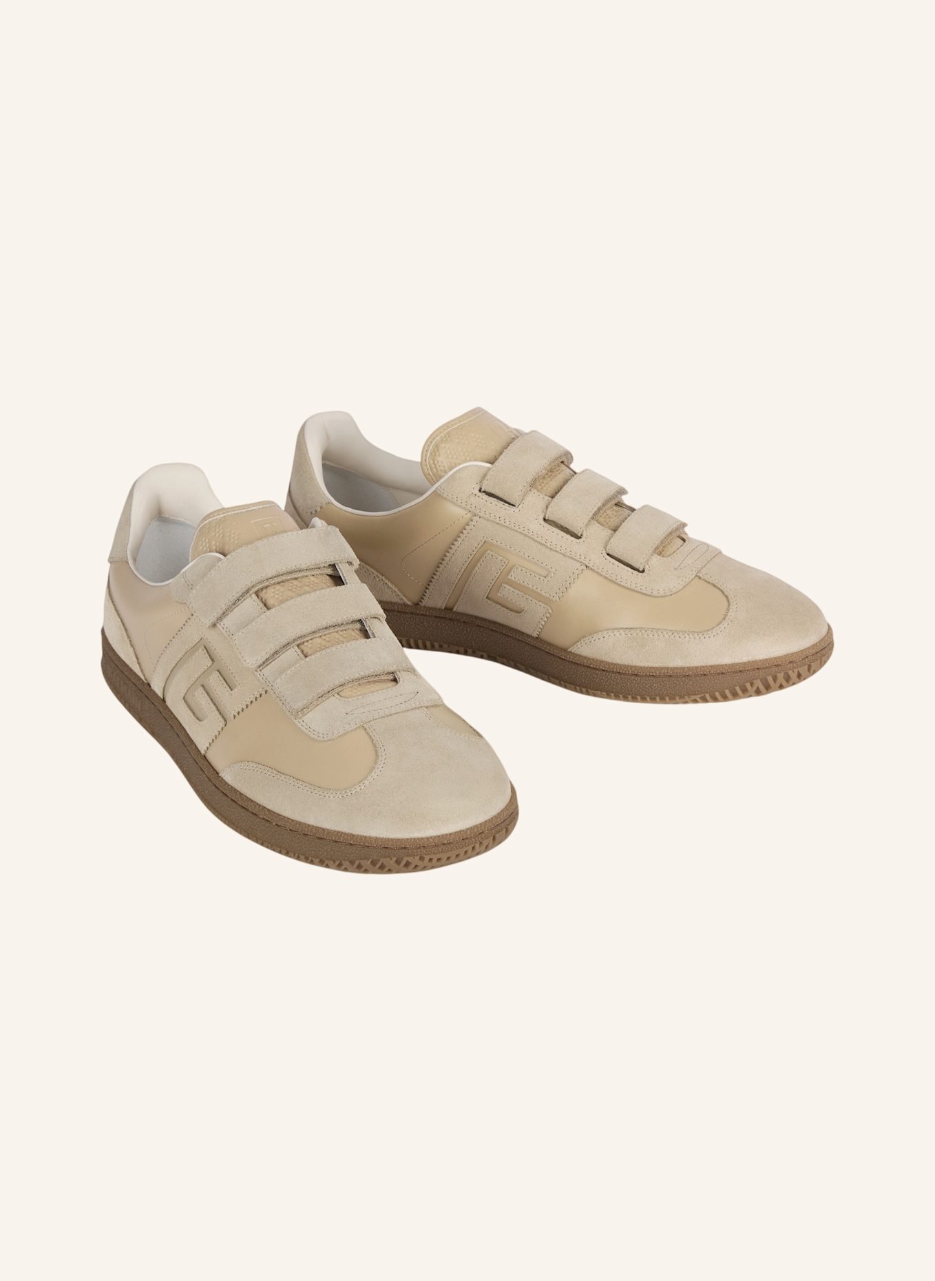BALMAIN Balmain Swan Sneakers aus Glattleder und Wildleder: KHAKI