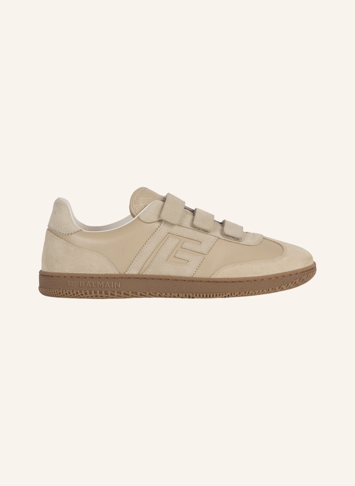 BALMAIN Balmain Swan Sneakers aus Glattleder und Wildleder: KHAKI