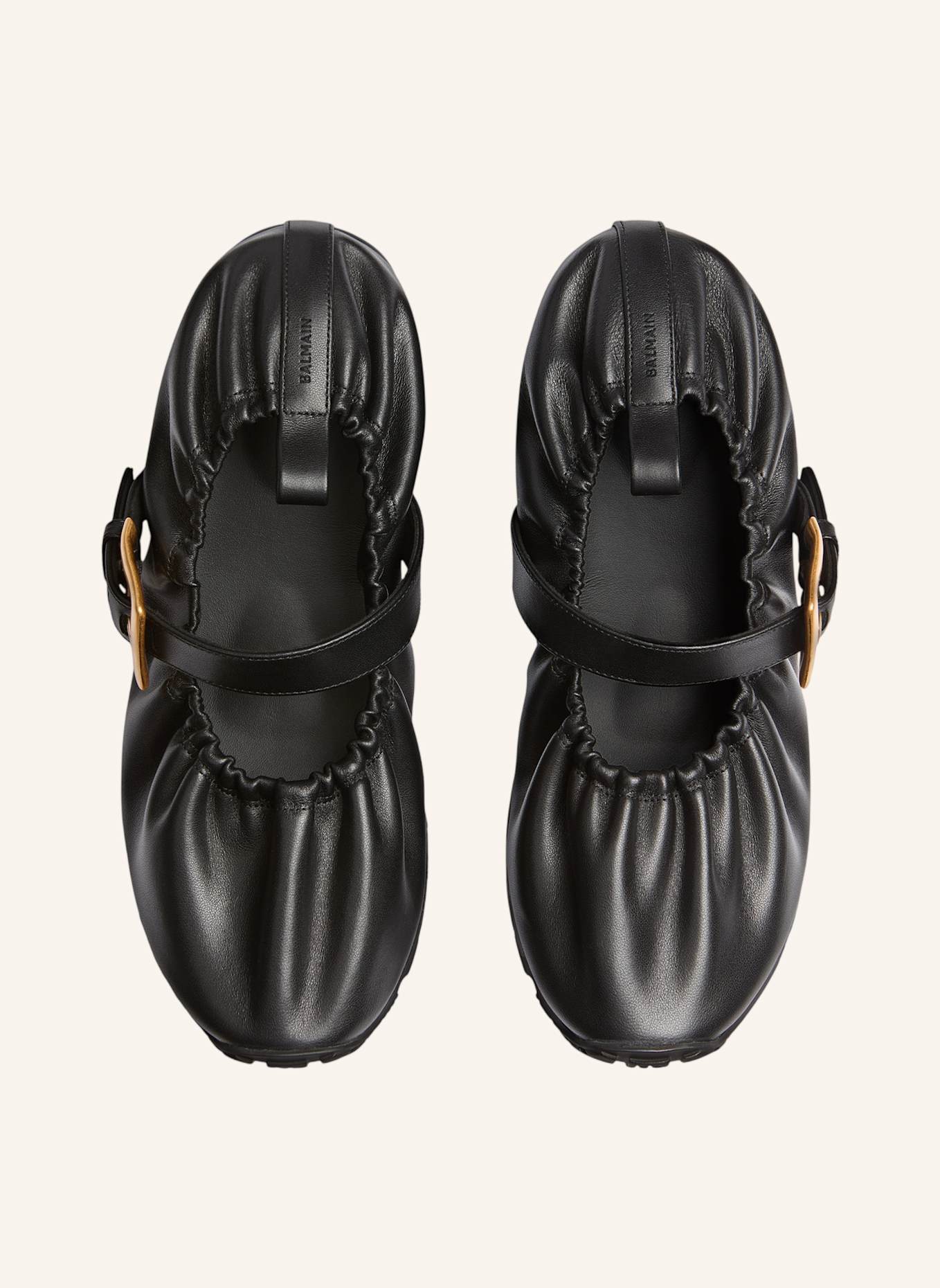 BALMAIN Anthem Ballerinas aus Glattleder: SCHWARZ