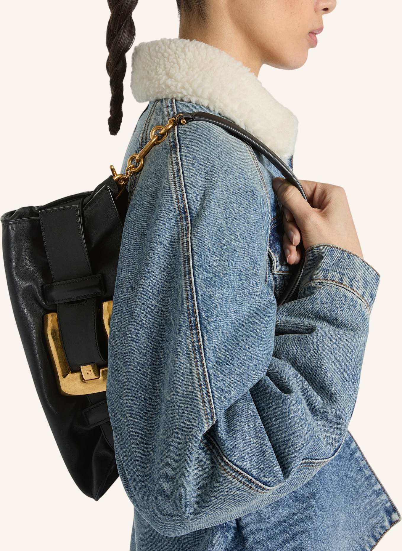 BALMAIN Anthem Mini-Tasche aus Glattleder: SCHWARZ