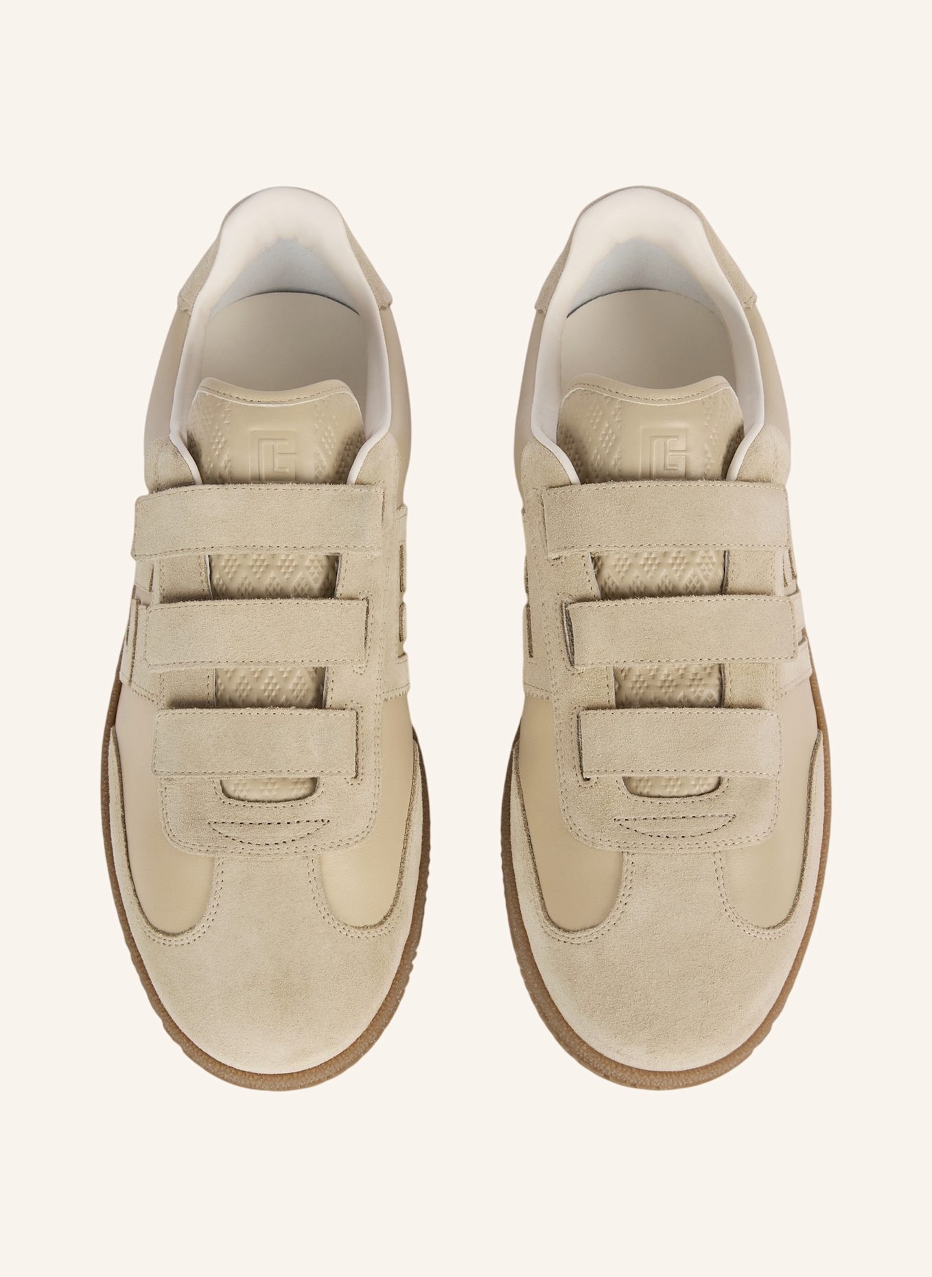 BALMAIN Balmain Swan Sneakers aus Glattleder und Wildleder: KHAKI