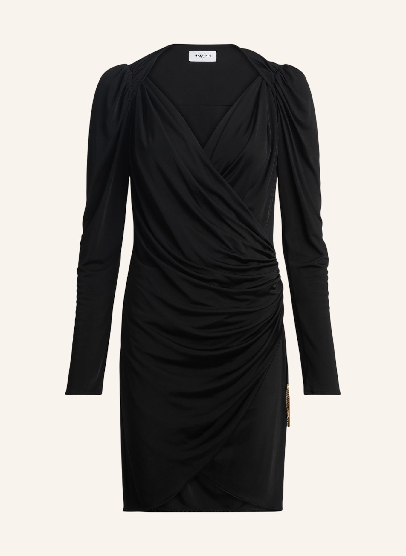 BALMAIN Drapiertes Kleid aus fließendem Jersey: SCHWARZ