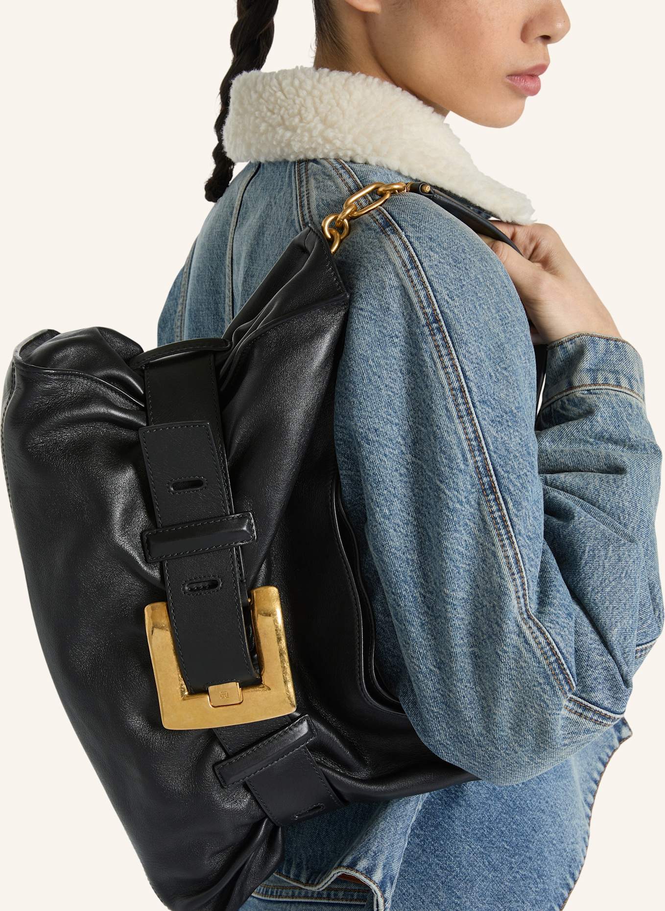 BALMAIN Mittelgroße Anthem Tasche aus Glattleder: SCHWARZ