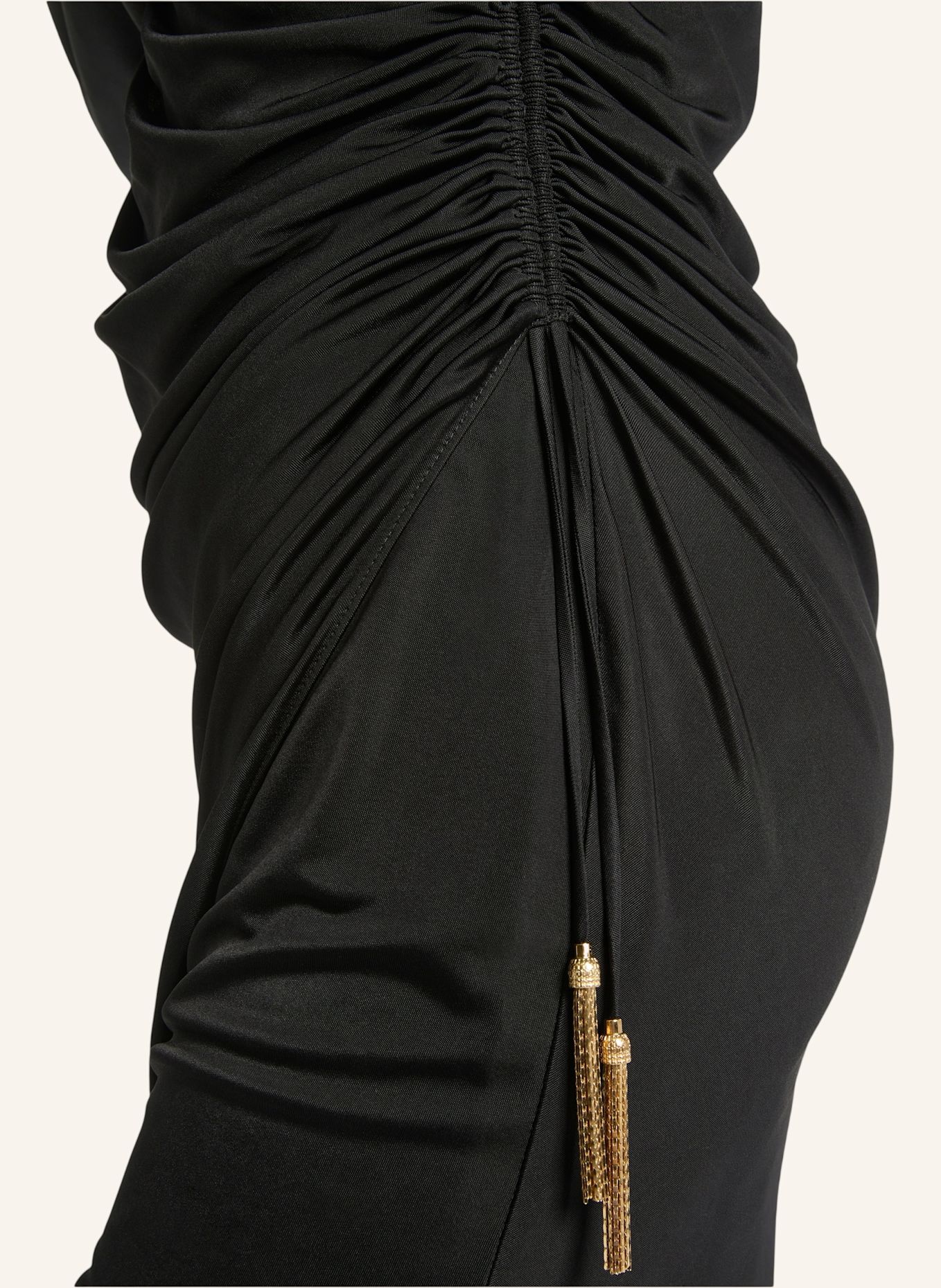 BALMAIN Drapiertes Kleid aus fließendem Jersey: SCHWARZ