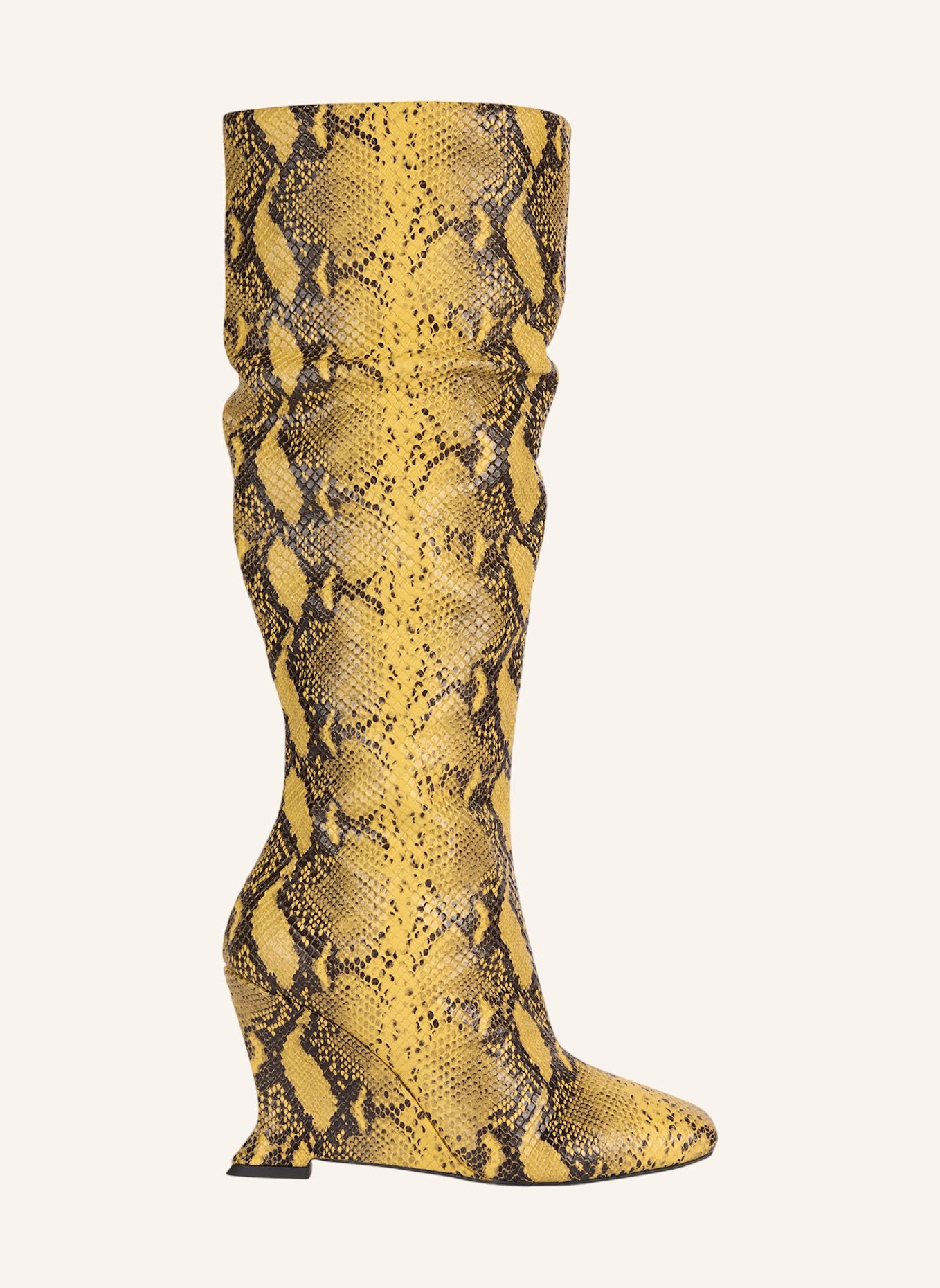 BALMAIN Stiefel Wedge aus Leder in Pythonoptik: GELB