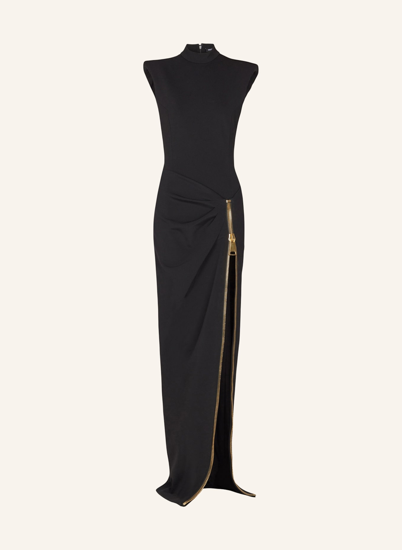 BALMAIN Langes Kleid mit Schlitz aus Jersey: SCHWARZ