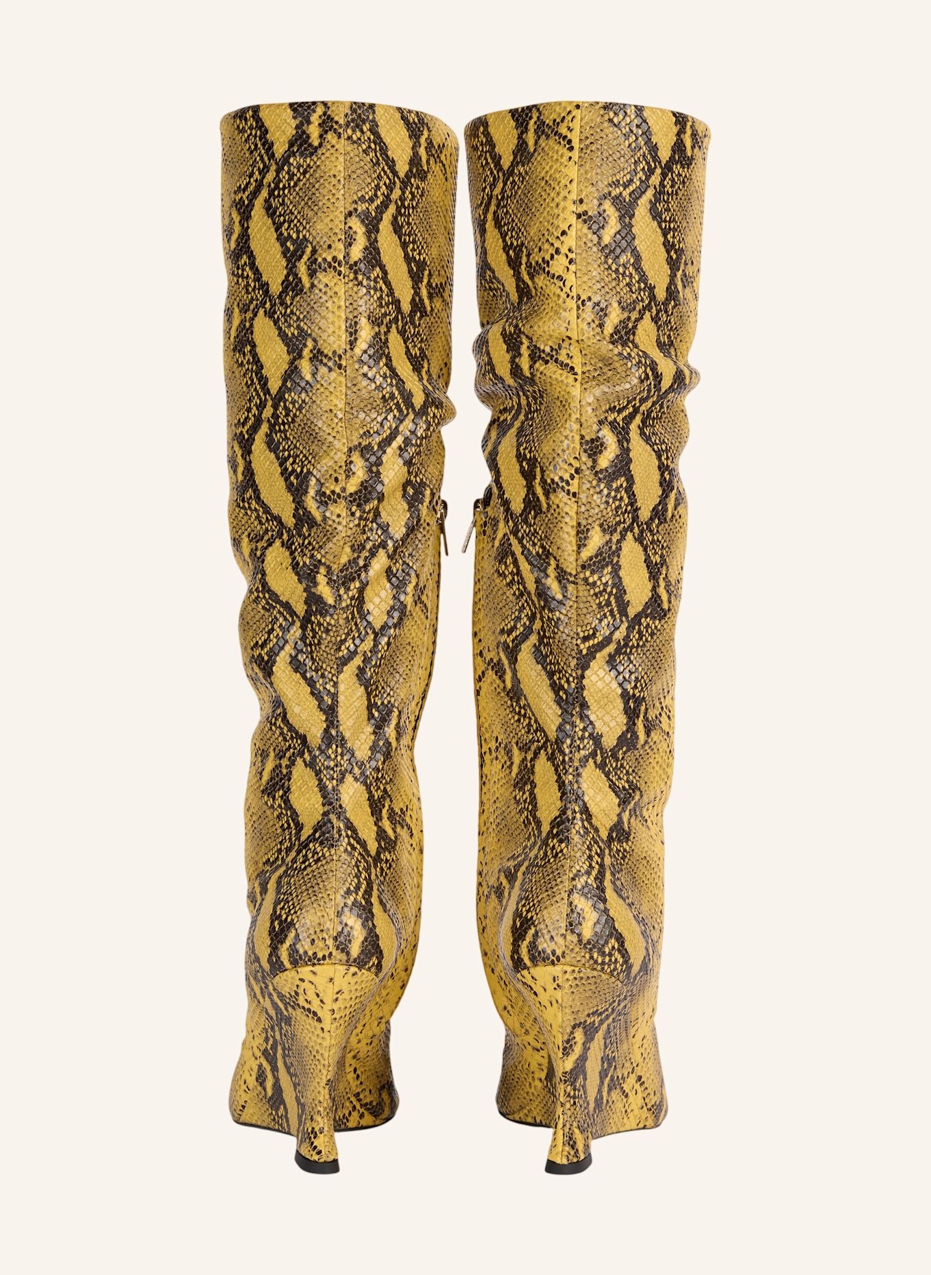 BALMAIN Stiefel Wedge aus Leder in Pythonoptik: GELB