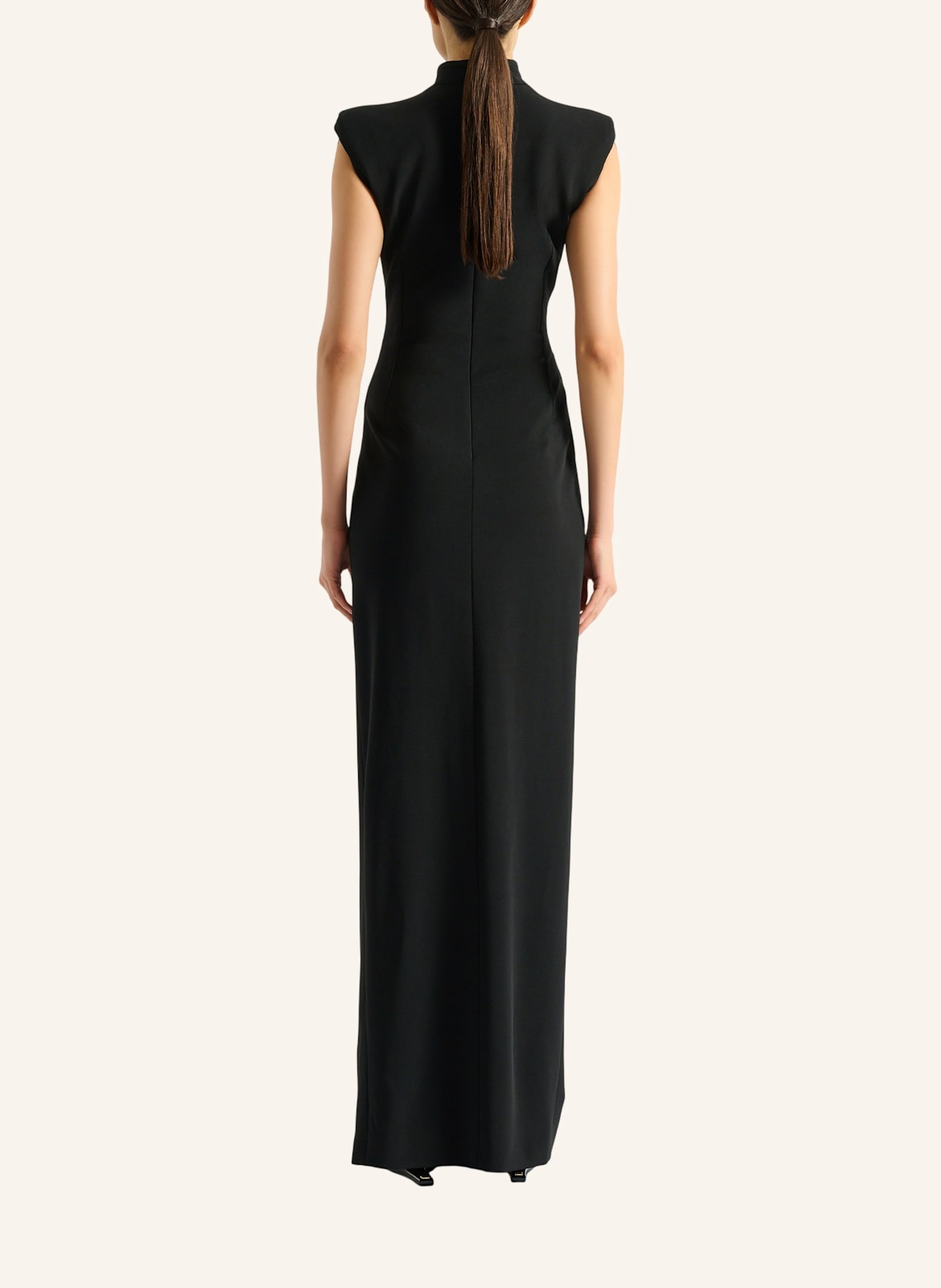 BALMAIN Langes Kleid mit Schlitz aus Jersey: SCHWARZ