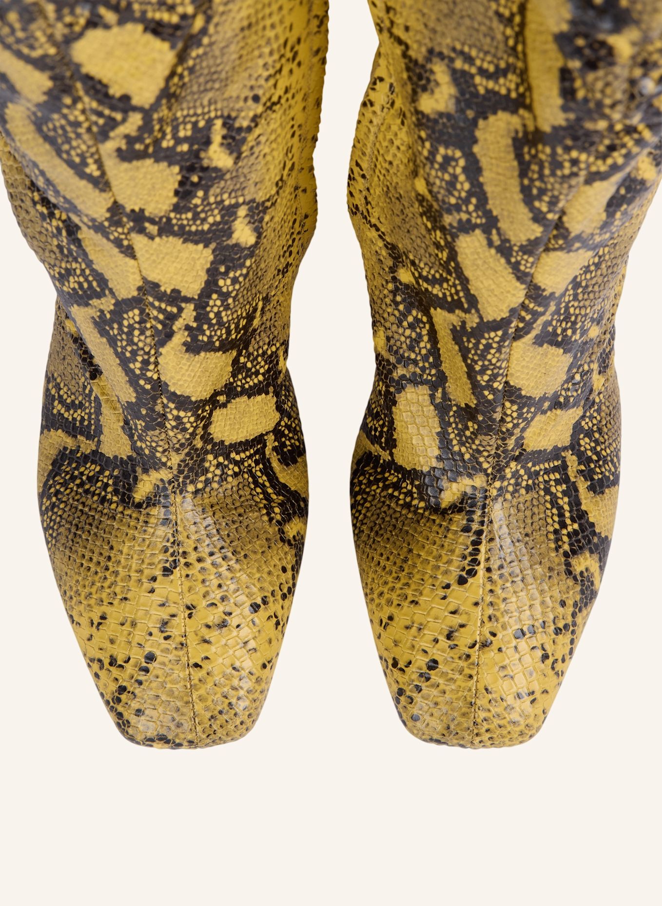 BALMAIN Stiefel Wedge aus Leder in Pythonoptik: GELB