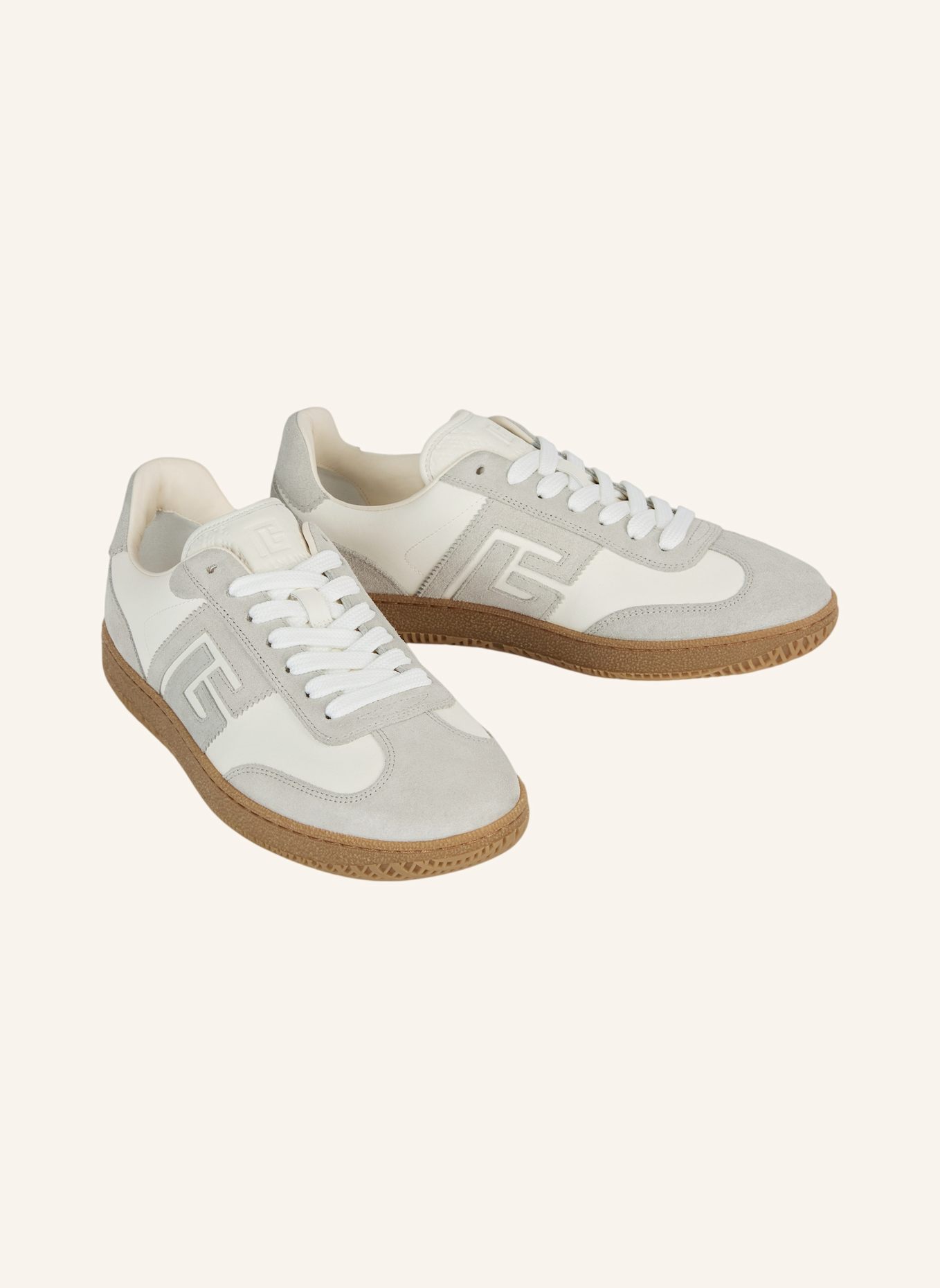 BALMAIN Balmain Swan Sneakers aus Glattleder und Wildleder: GRAU