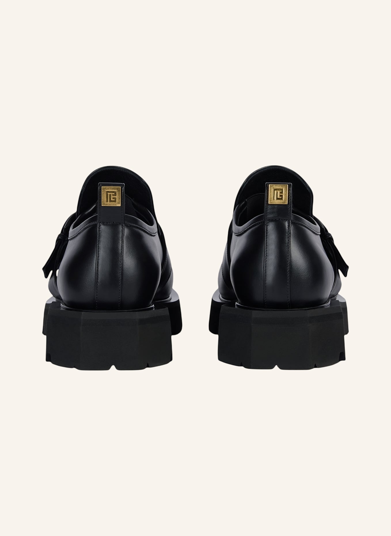 BALMAIN Anthem Mokassins aus glänzendem Leder: SCHWARZ