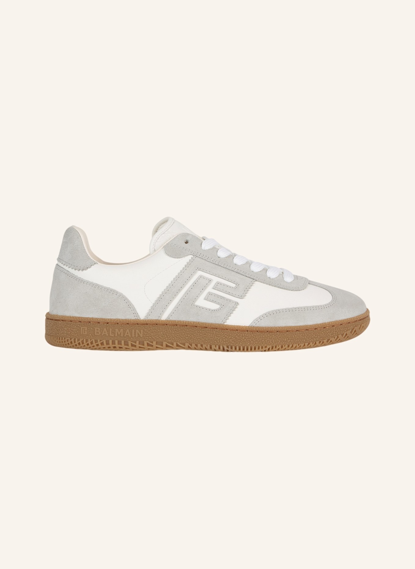 BALMAIN Balmain Swan Sneakers aus Glattleder und Wildleder: GRAU