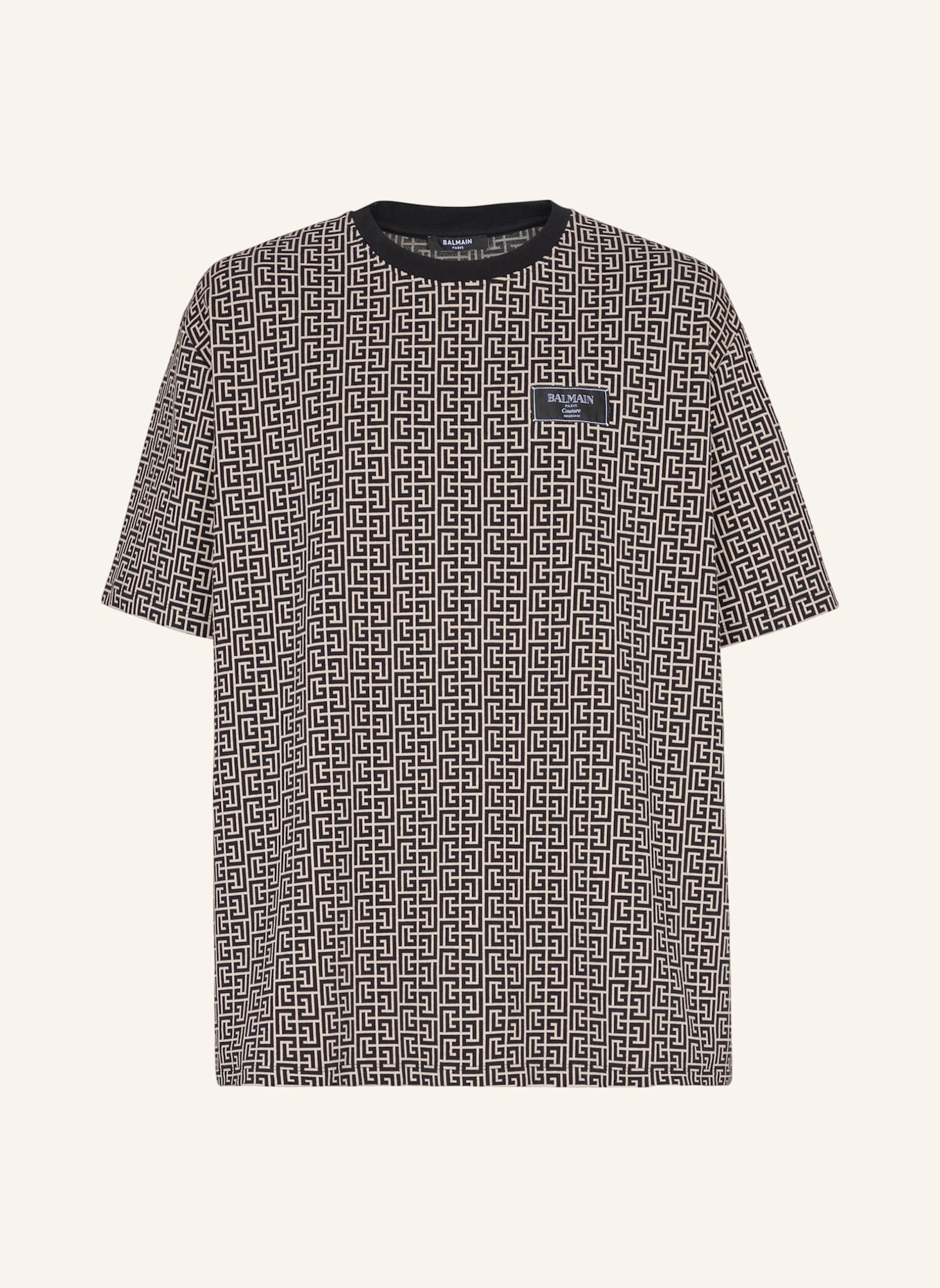 BALMAIN T-Shirt aus Jacquard mit Monogramm-Muster: SCHWARZ