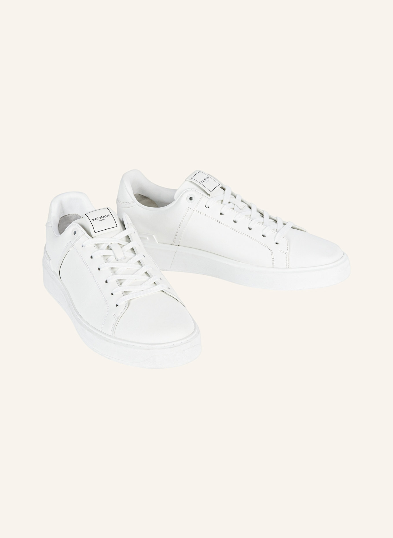 BALMAIN B-Court Sneakers aus Glattleder: WEISS