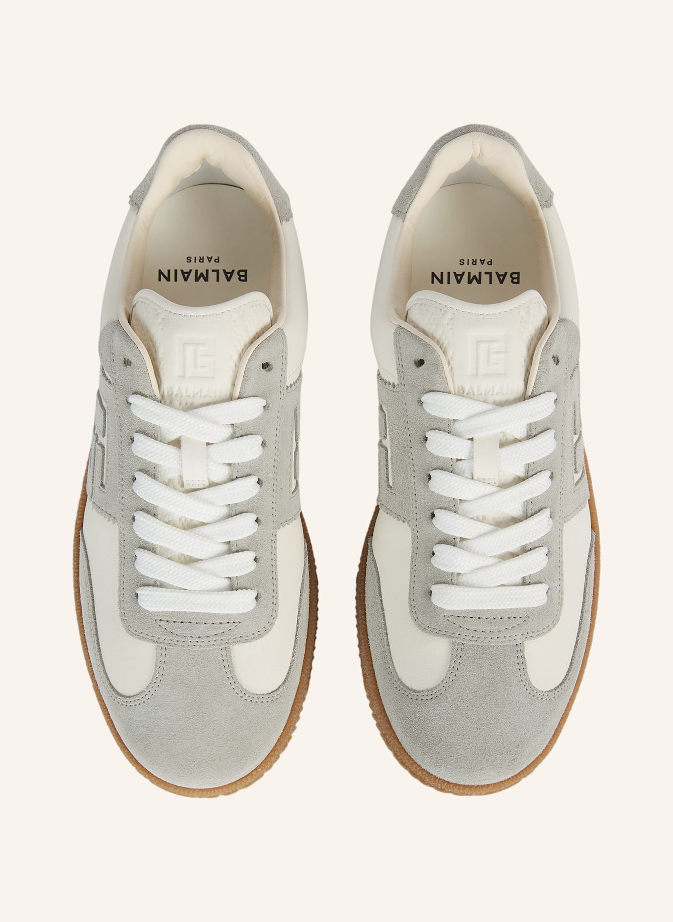 BALMAIN Balmain Swan Sneakers aus Glattleder und Wildleder: GRAU