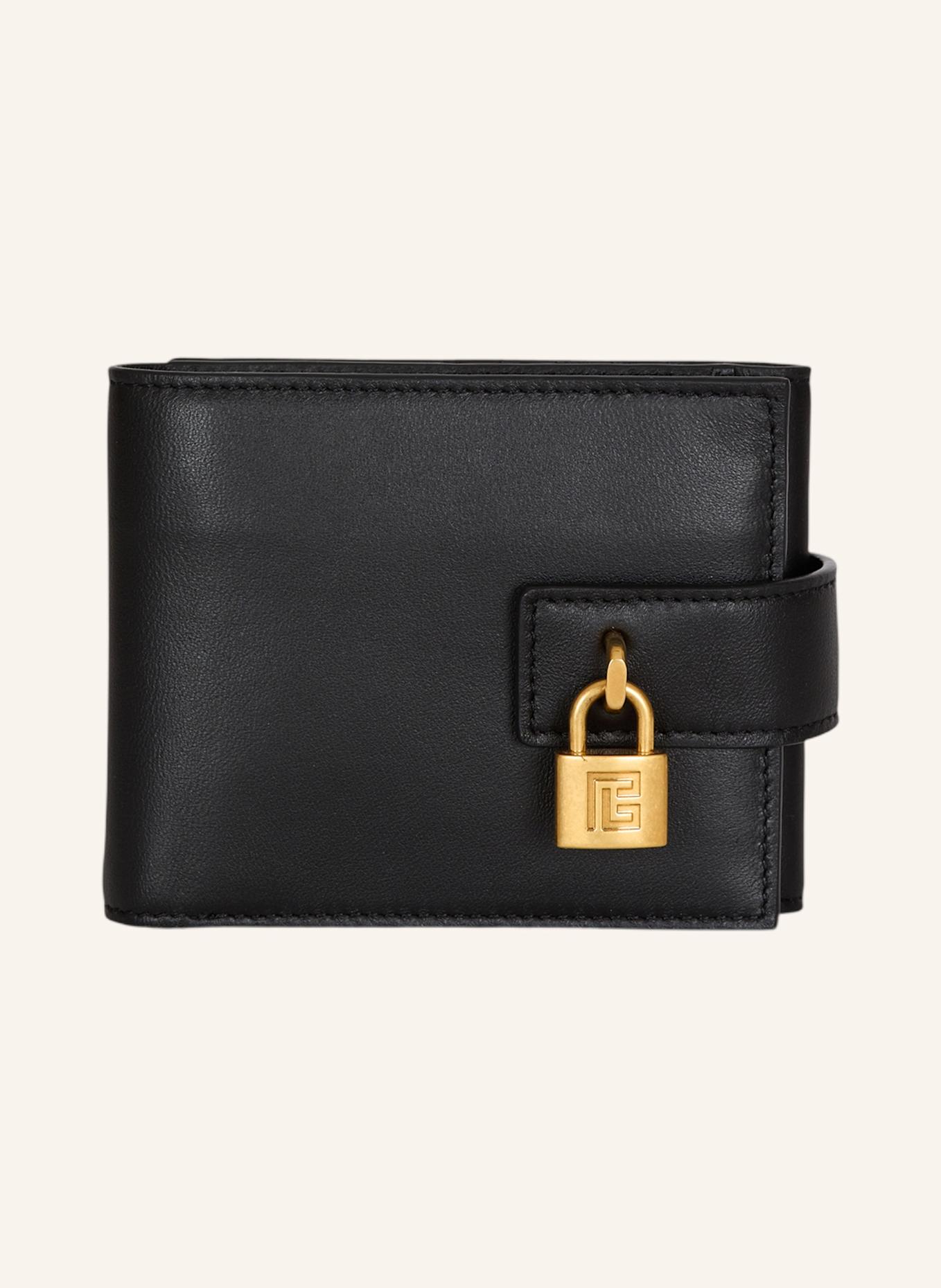BALMAIN Pulse Trifold Geldbörse aus Glattleder: SCHWARZ