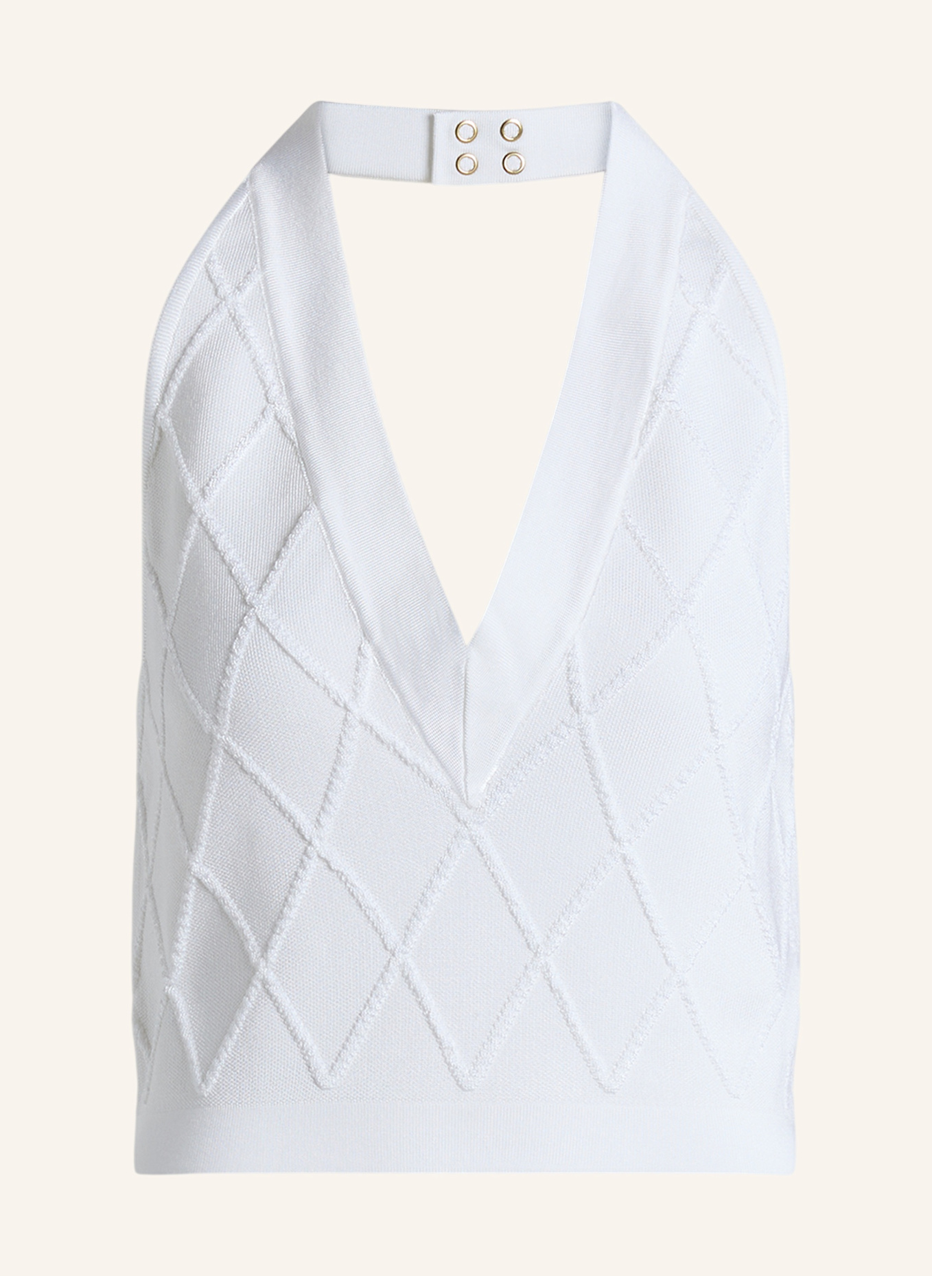 BALMAIN Rückenfreies Top aus gestepptem Strick: WEISS